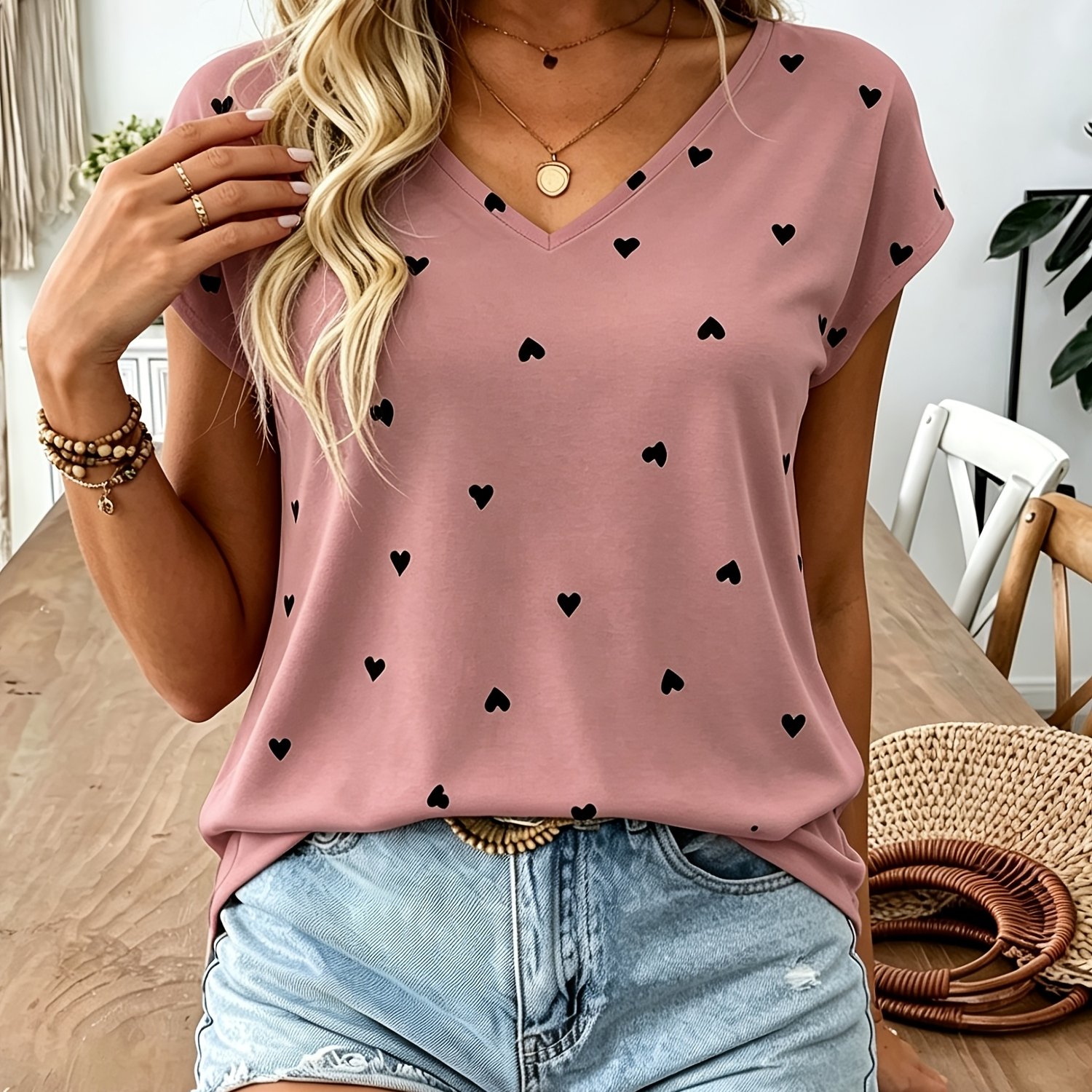 TEMU Women's Fashion Elegant Casual Floral Print Short Sleeve Shirt T-shirt Top Blouse