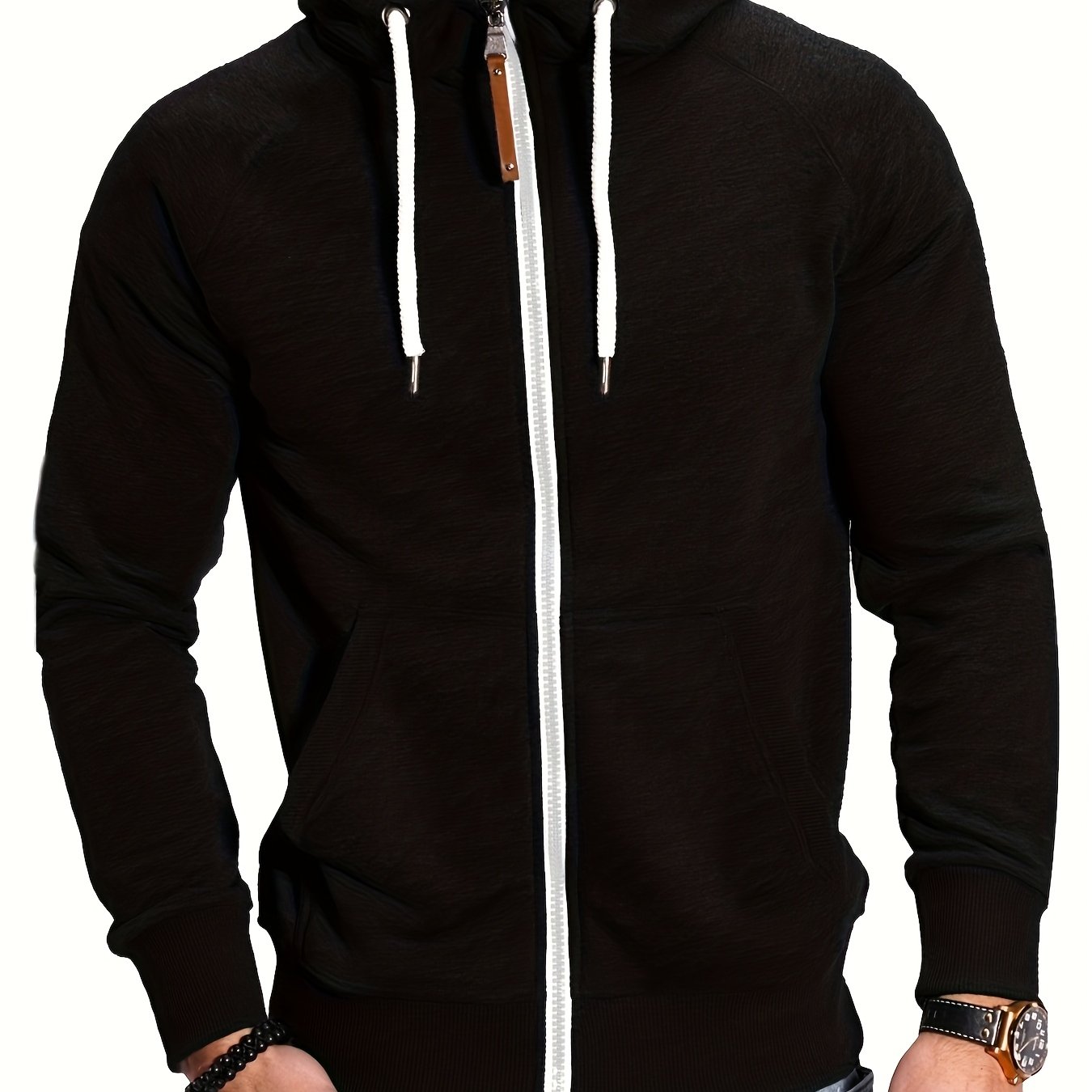 TEMU 's Casual Open Cardigan Jacket With Hood, Preppy Style Men's Jacket
