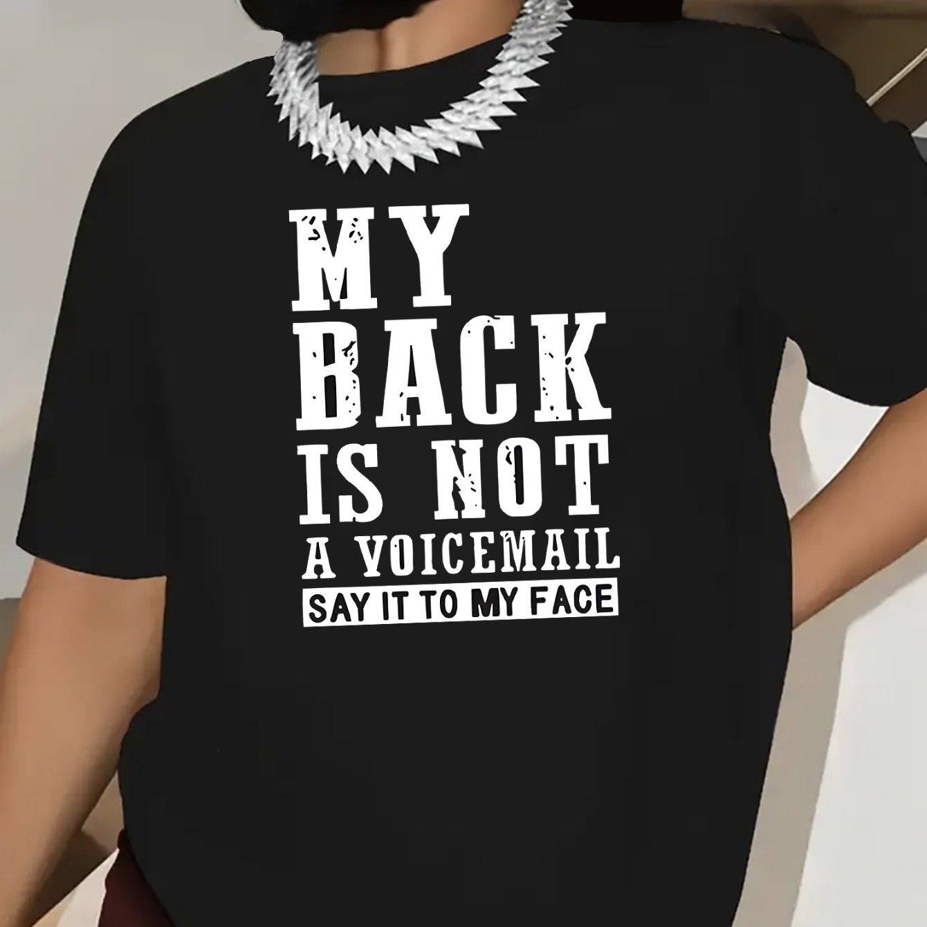 TEMU Womens Casual T-shirt With Graphic Text: My Back Is Not A To Stylish, Humorous, Relaxed Fit For Casual Attire.