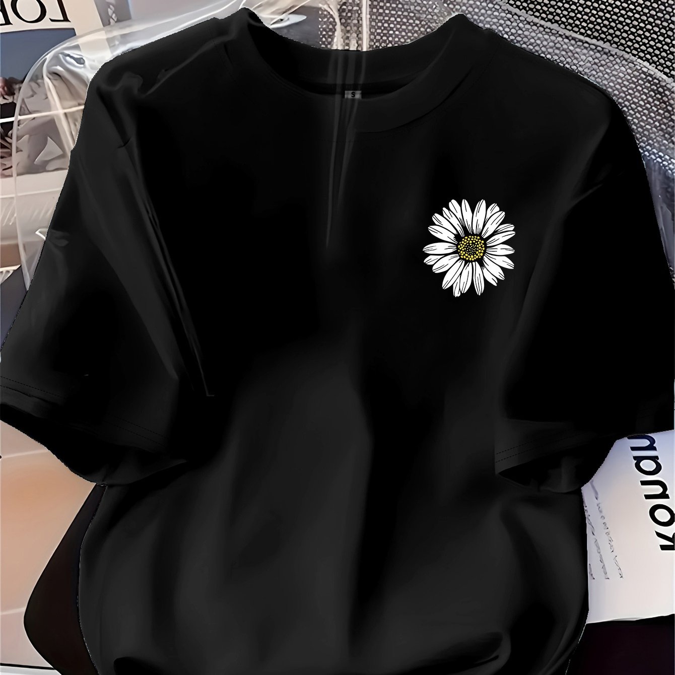 TEMU [circle Orientation] Women's Fashion Baseboard Printed T-shirt, Soft, Versatile, Fresh Easy Patterns Soft And Comfortable, Printed Short Sleeve