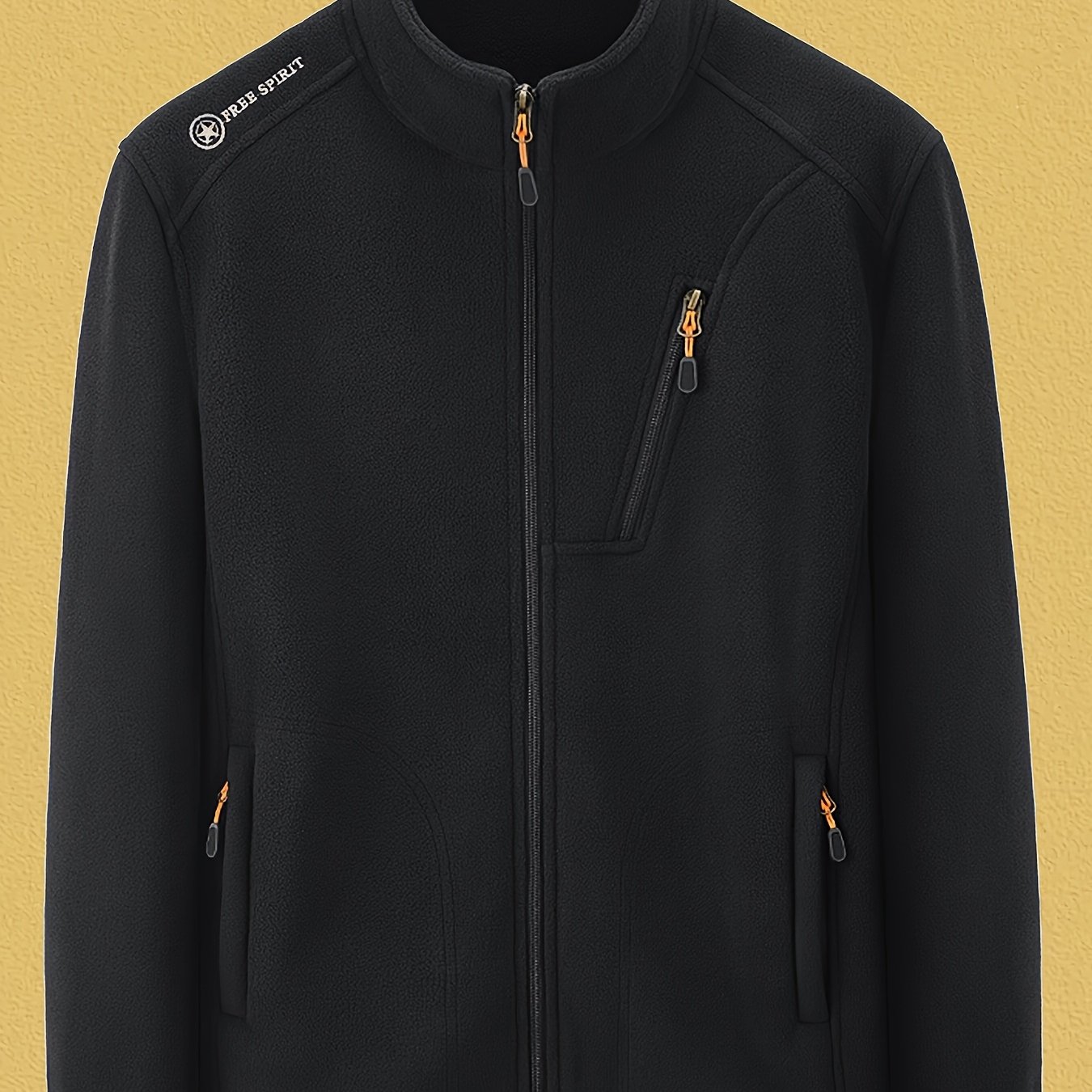 TEMU Men's -lined Winter Jacket - Warm Thermal Zip-up Cardigan With Pockets, Regular Fit Casual Outerwear For Cold Weather, Winter Apparel