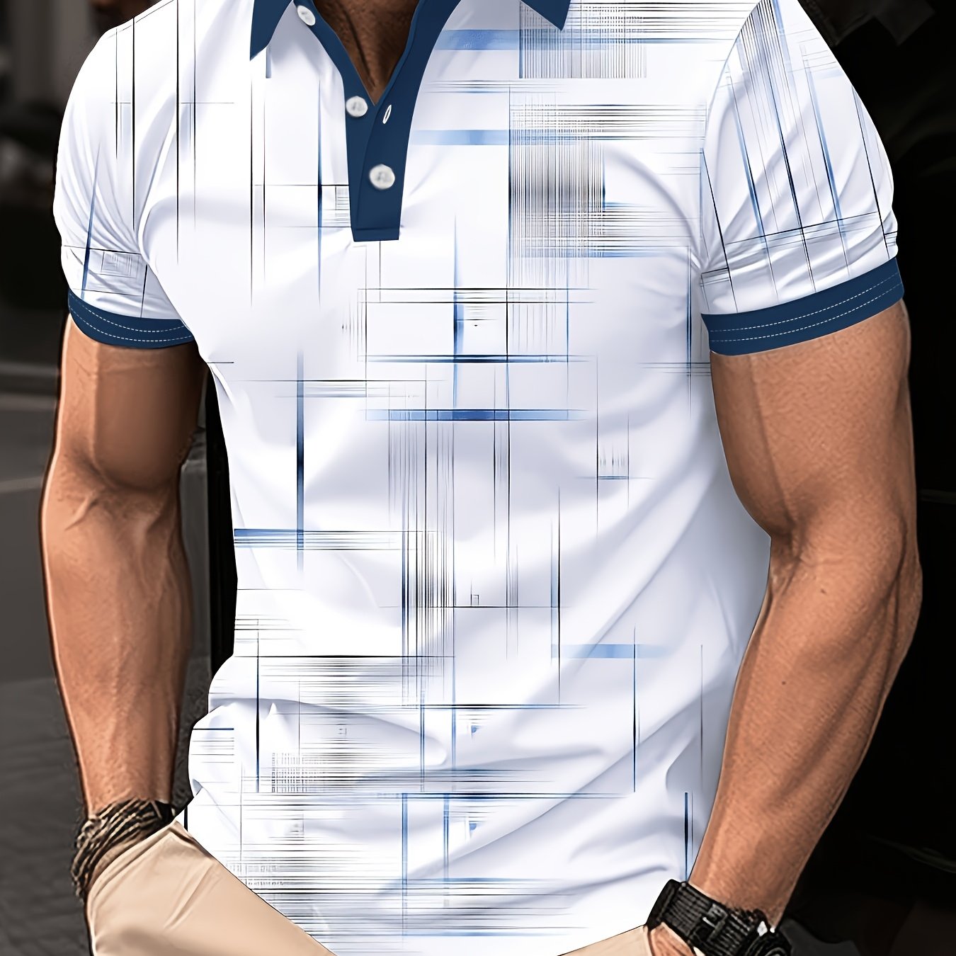 TEMU Men's Summer Short-sleeve Shirt, Breathable And Lightweight Fabric, Suitable For Office, Social Occasions, And Daily Wear Featuring Casual
