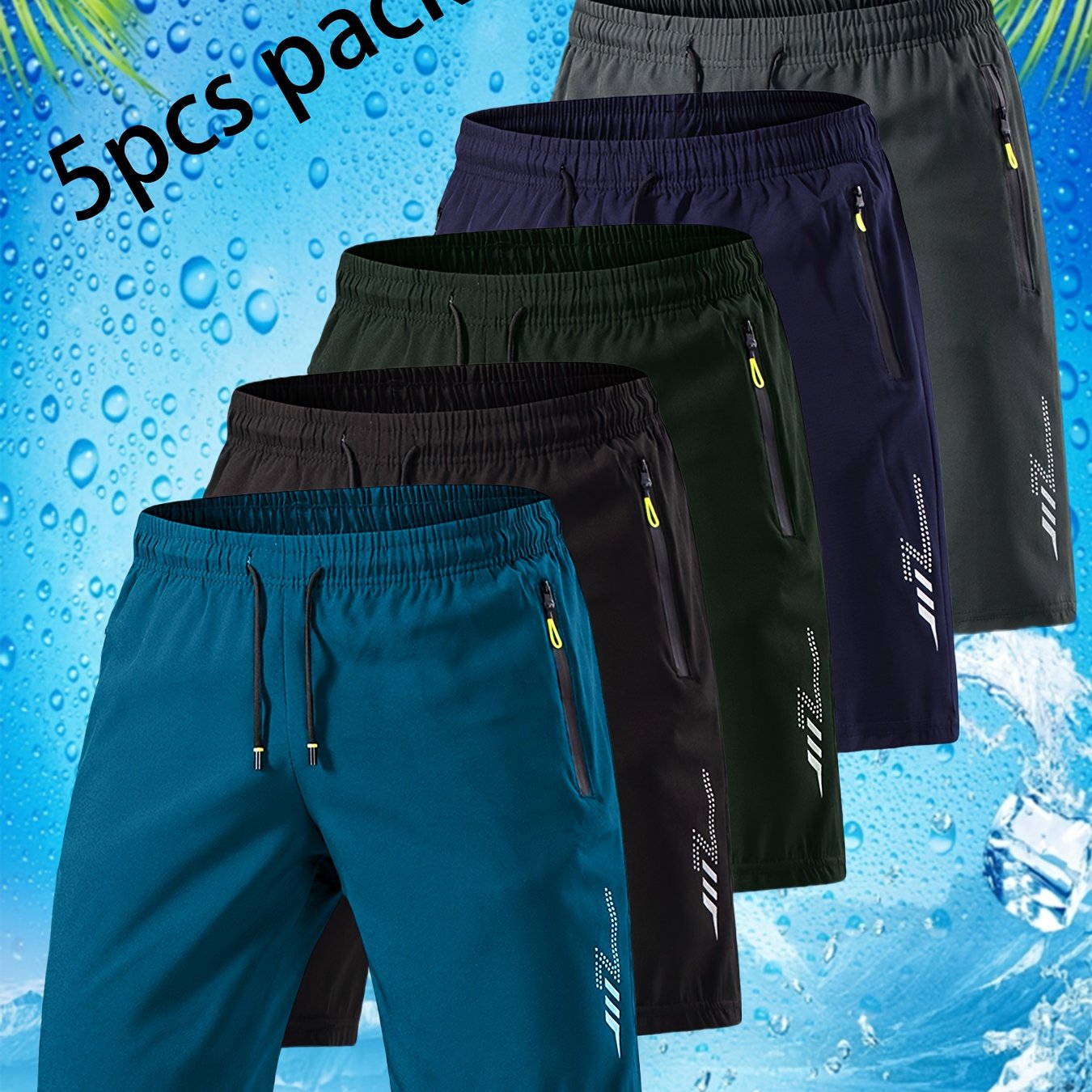 TEMU 5pcs Men's Summer Casual Shorts, Breathable Quick-dry Athletic Pants, Loose All-match Fitness Running Trousers, Perfect Gift