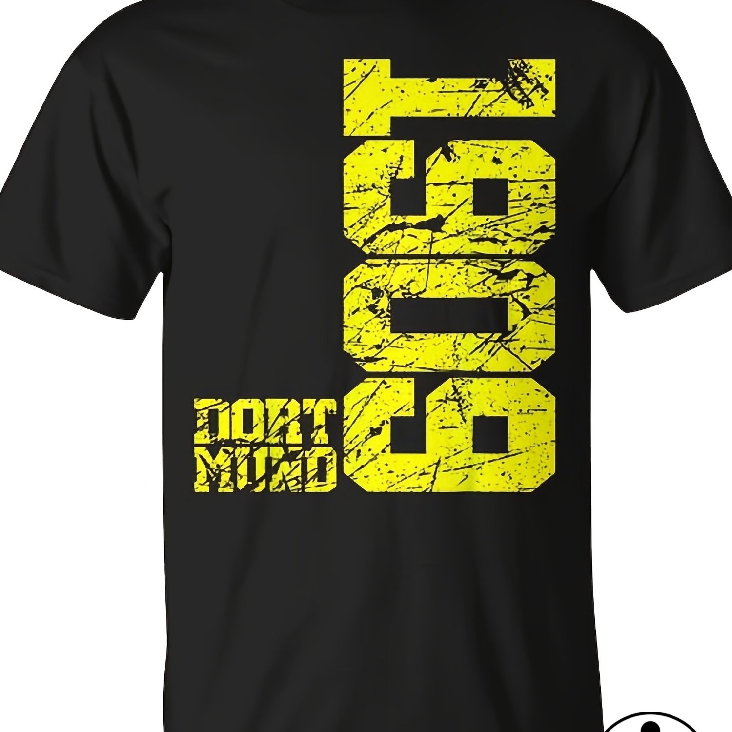 Image of Plus Size Dortmund Ruhrport 1909 Women's T-shirt - Yellow With Graphic Print, Casual Short Sleeve Round Neck, Medium Stretch Fabric, Regular Fit