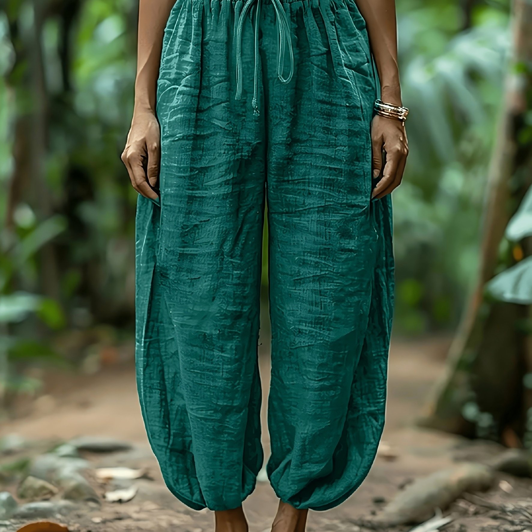 TEMU Women's Loose Harem Pants, Elastic Waist Drawstring Casual Pants, Lightweight, Breathable, Comfy Baggy Trousers With Side Pockets For Summer