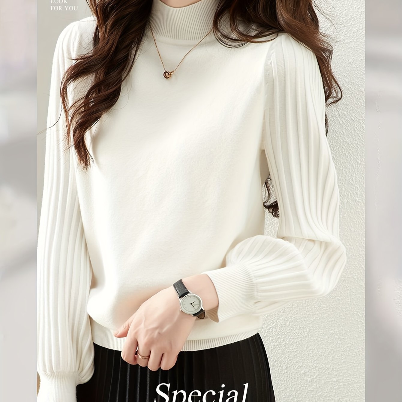 TEMU Winter Slim-fit Knitted Sweater For Women