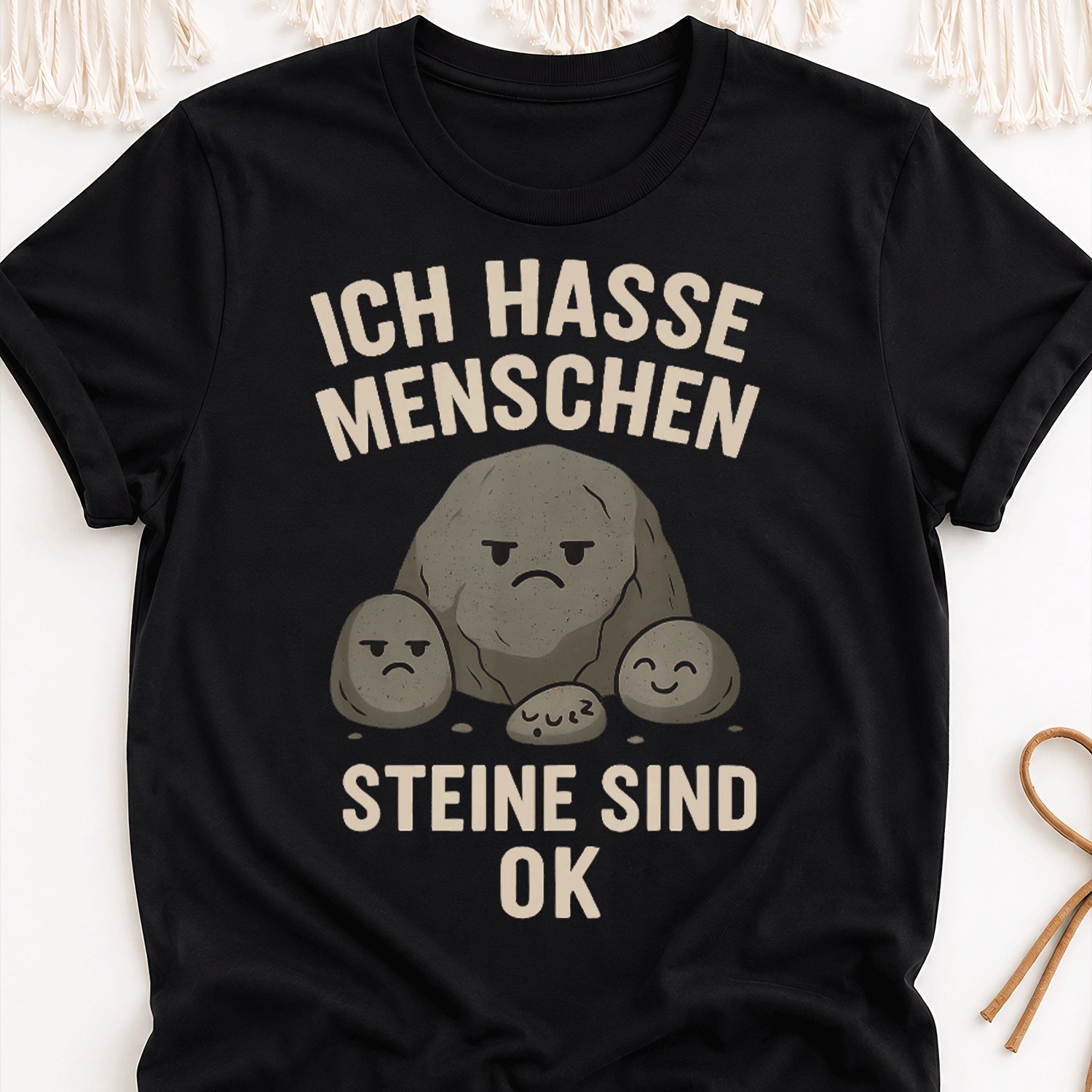 Image of T-shirt With German Text I Hate People Stones Are Ok German Overseas Printing Y2k Oversized Unisex T-shirt For Men Women Retro 2000s Streetwear Baggy Graphic Tee