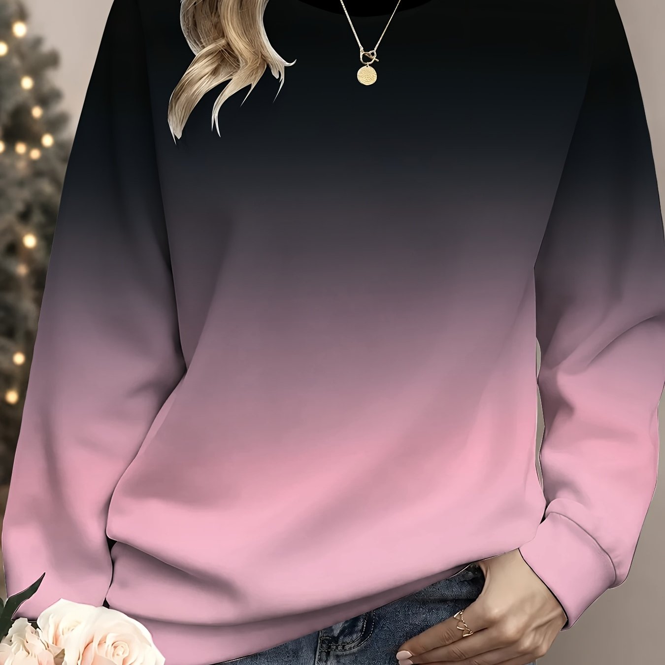 TEMU Felpa da donna casual per esterni, maglia a maniche lunghe per /