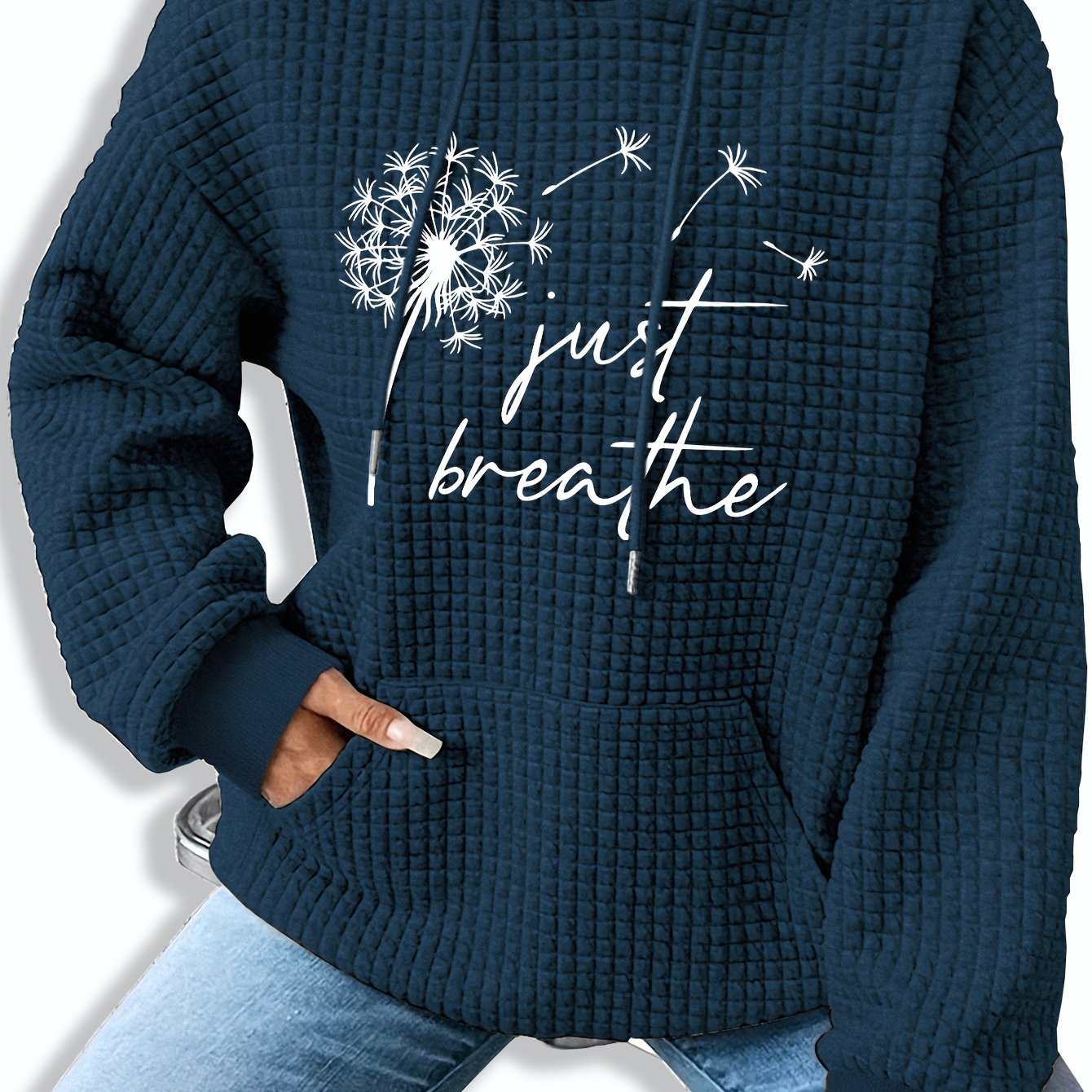 TEMU Casual Hooded Sweatshirt With A Graphic Print, Featuring A Drawstring And Kangaroo Pocket, Perfect For Winter And Fall, Designed For Women