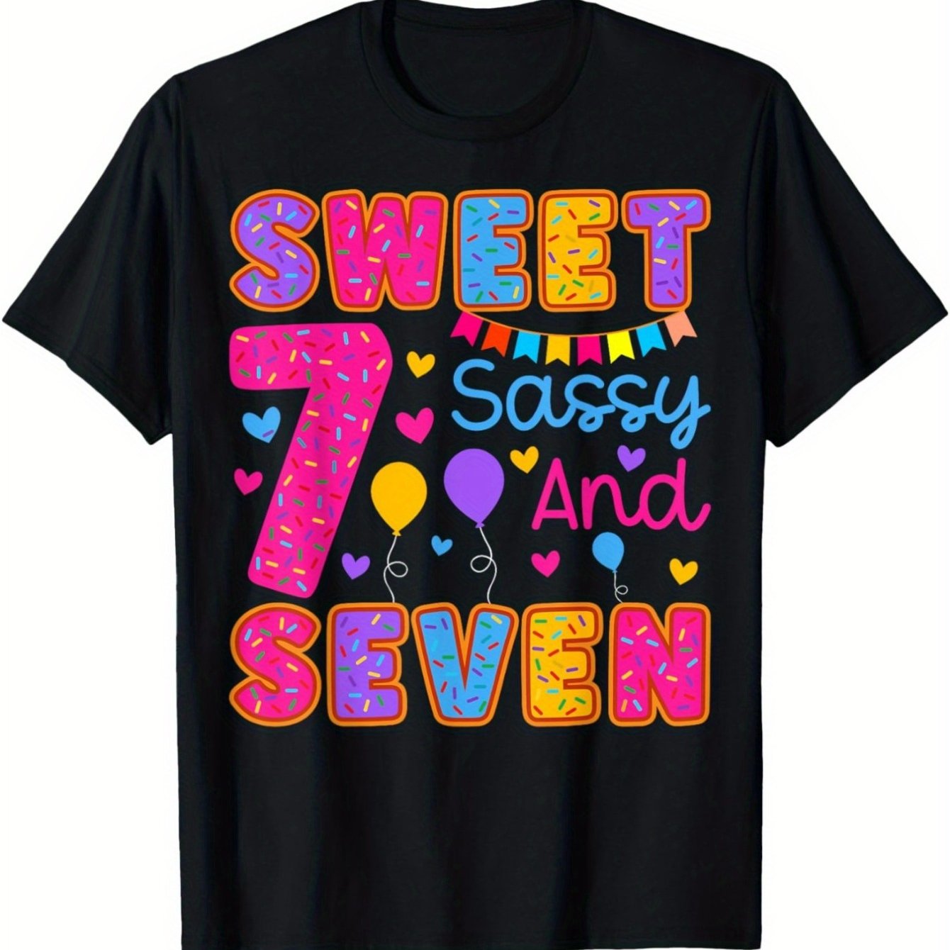 TEMU Sweet Sassy And Girls 7th Birthday 7 Years Old Girls T-shirt For Boys Soft Fabric, Breathable, Comfortable Short-sleeve Tees Summer Boys Shirts Kids Best Birthday Gift