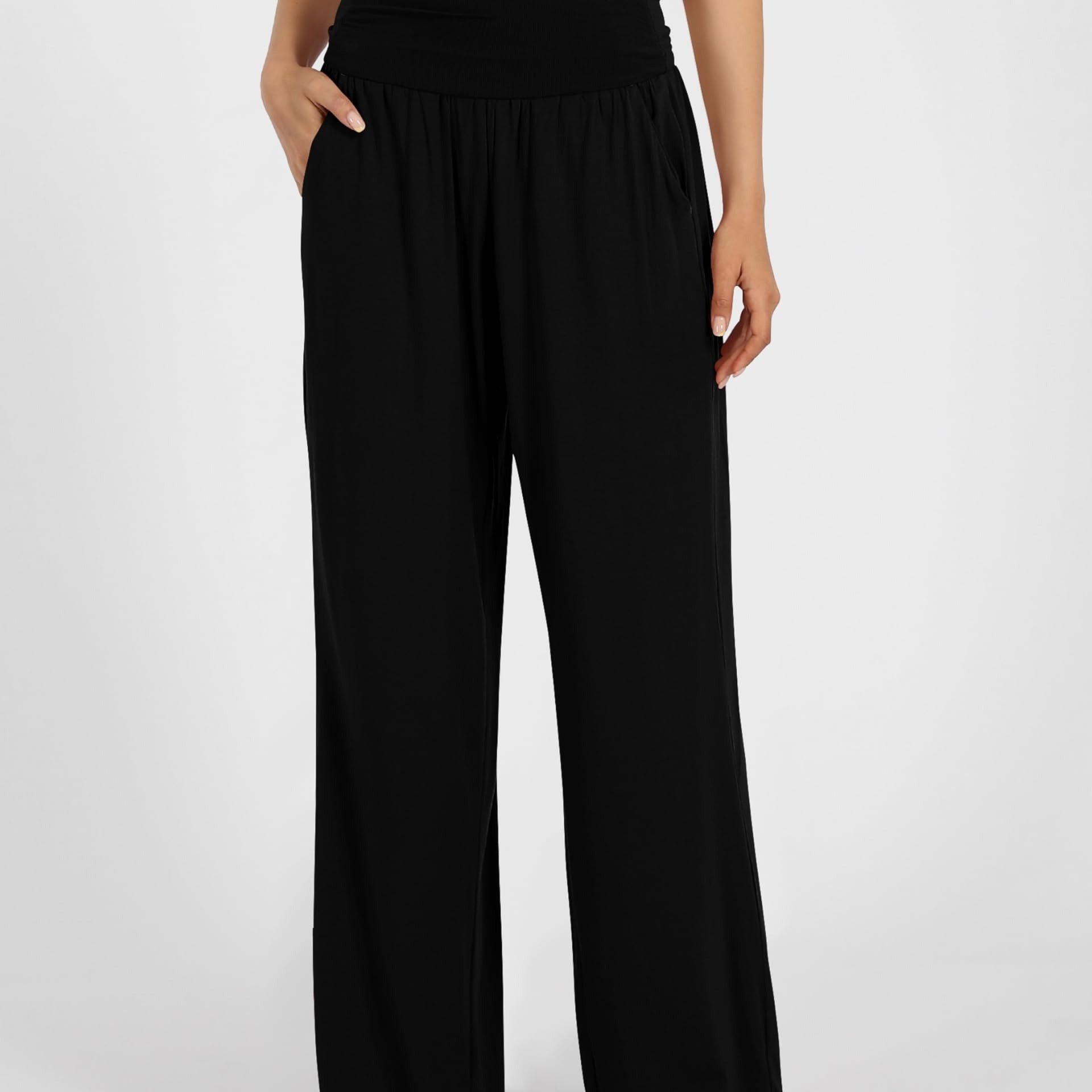 Image of Women's Wide Leg Wide Leg Casual Pants With Pockets, Lightweight, Loose And Comfortable Casual Clothing
