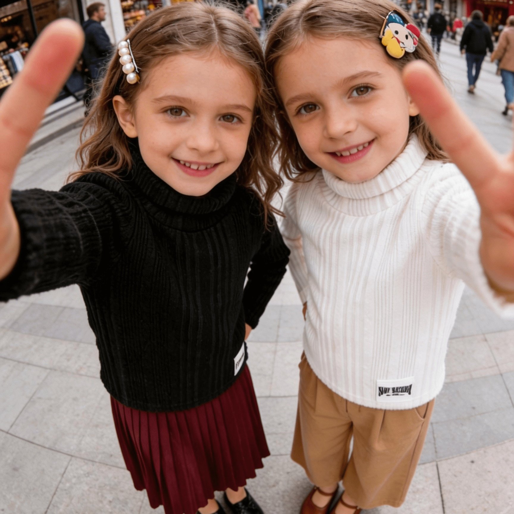 Image of 2pcs Set Of Girls' Ribbed Turtleneck Tops, Children's Thermal Knit Base Layer Set,fall And Winter Clothes, Autumn Essentials