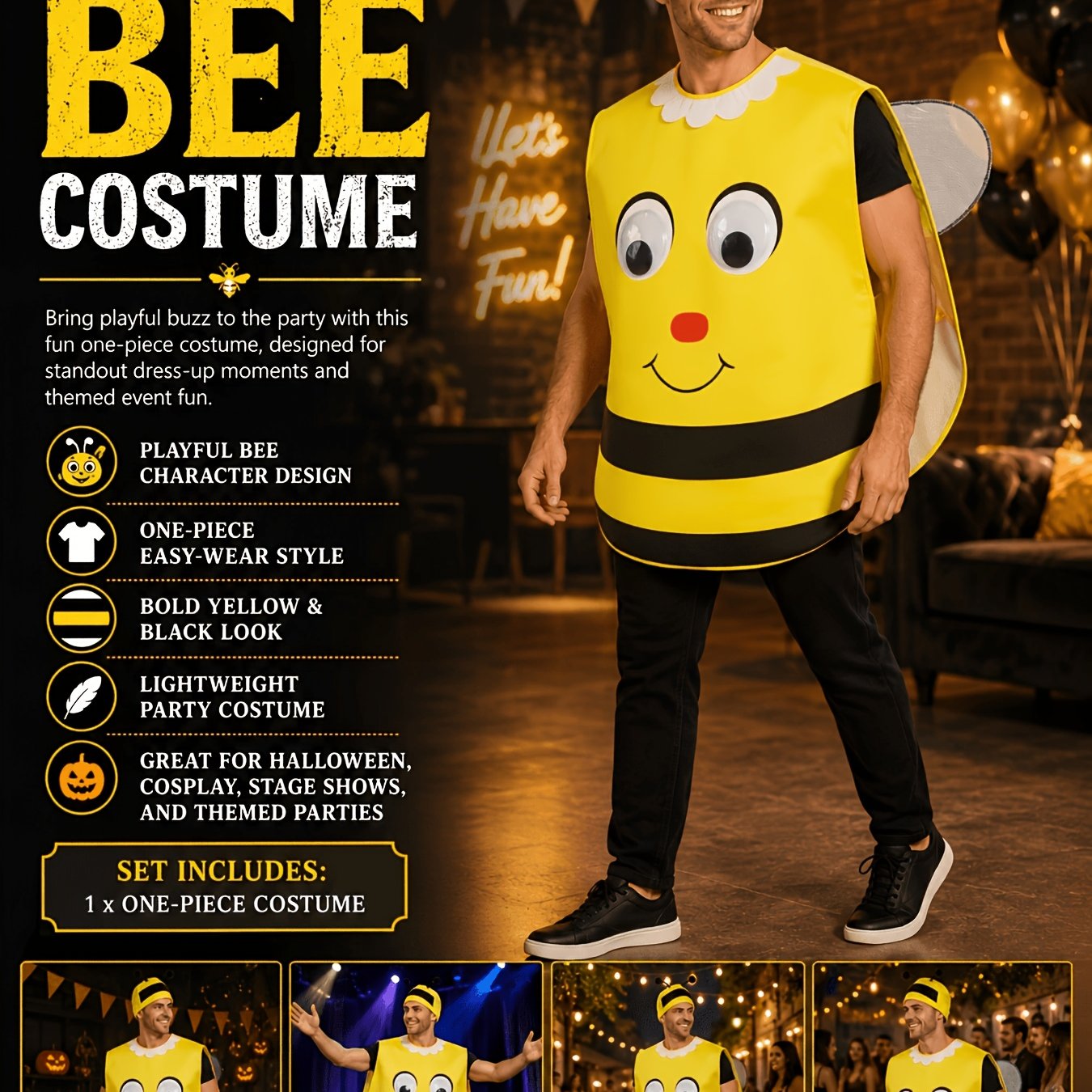 Cartoon Outfit, Unisex Couple Halloween Costume, Party Attire, Clothes