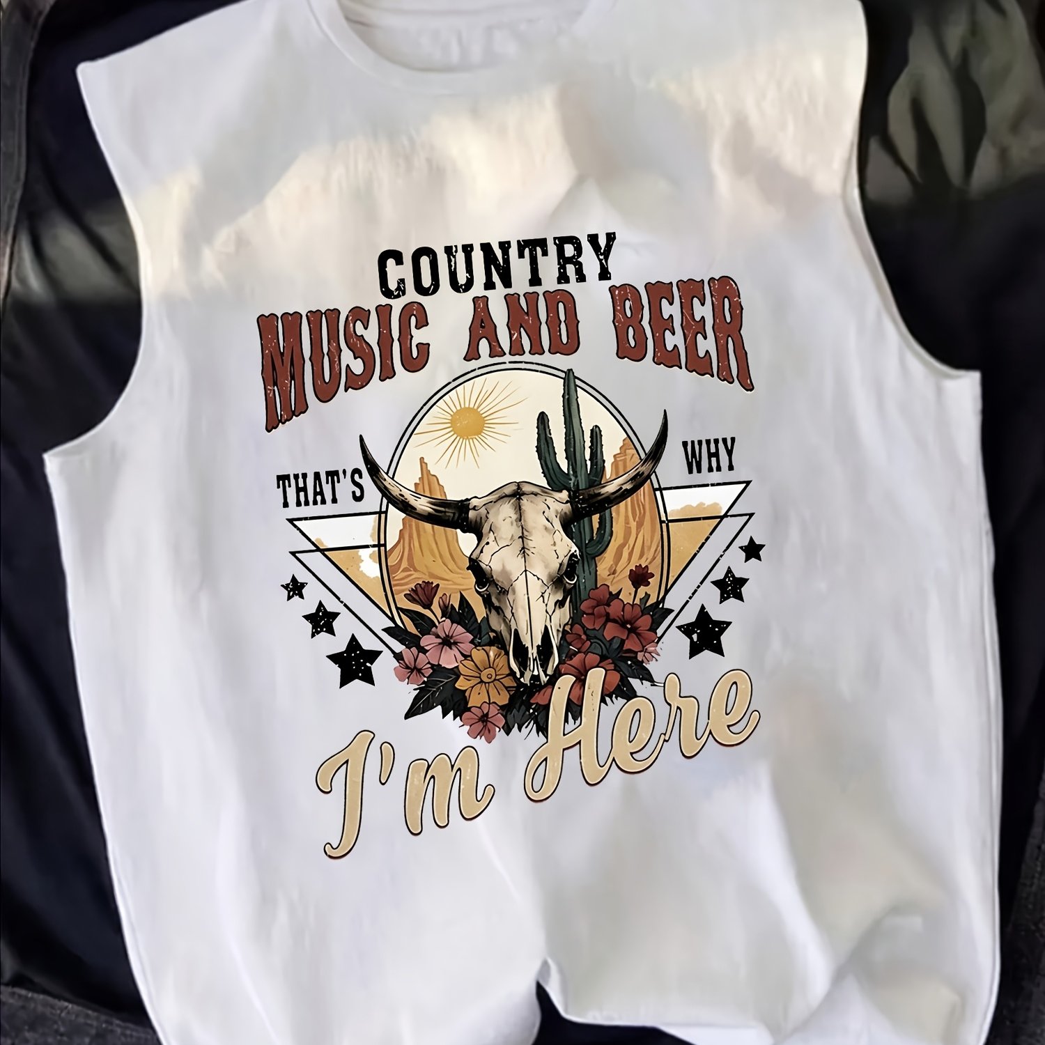 TEMU Music Print Sleeveless Vest Men's Casual Top