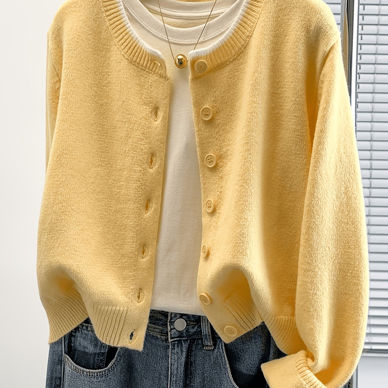 TEMU 2026 -block Edge Button Sweater Cardigan, Autumn Winter Casual Easy Premium Sweater Jacket, Fashion Women's Clothing