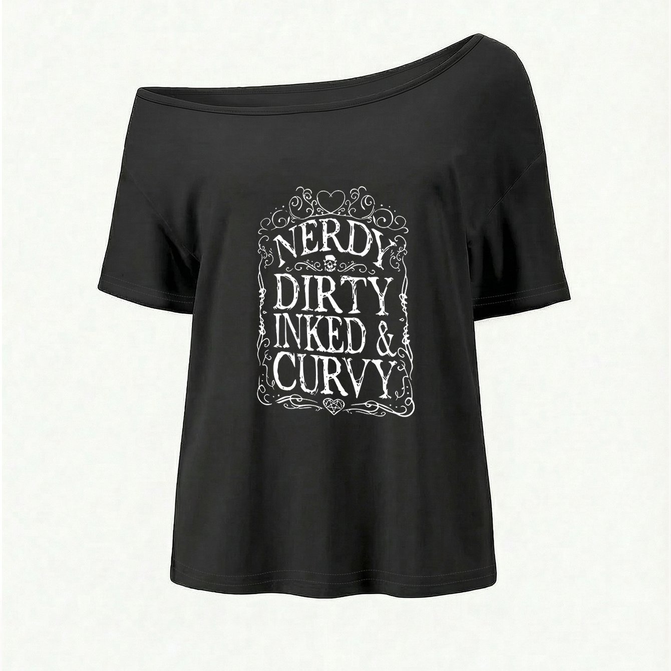 TEMU Plus Size, New 2026 Summer Women's Fashion: Off-shoulder T-shirt, Asymmetrical Neckline T-shirt, Made From Comfortable, Soft, And Breathable