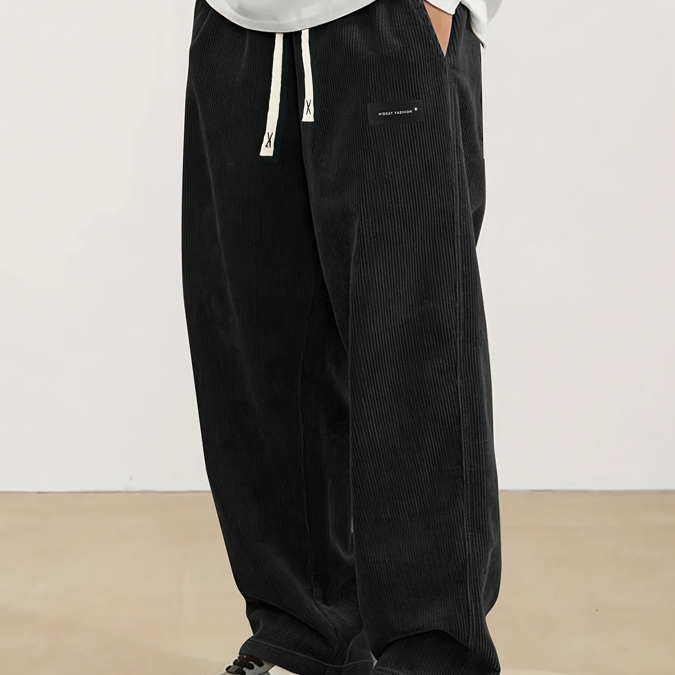 E-shop Herren Cordhosen Herren Frühlings- und Herbststil Kordelzug Elastischer Bund Gerade Sweatpants Mode Freizeit Sport Hosen