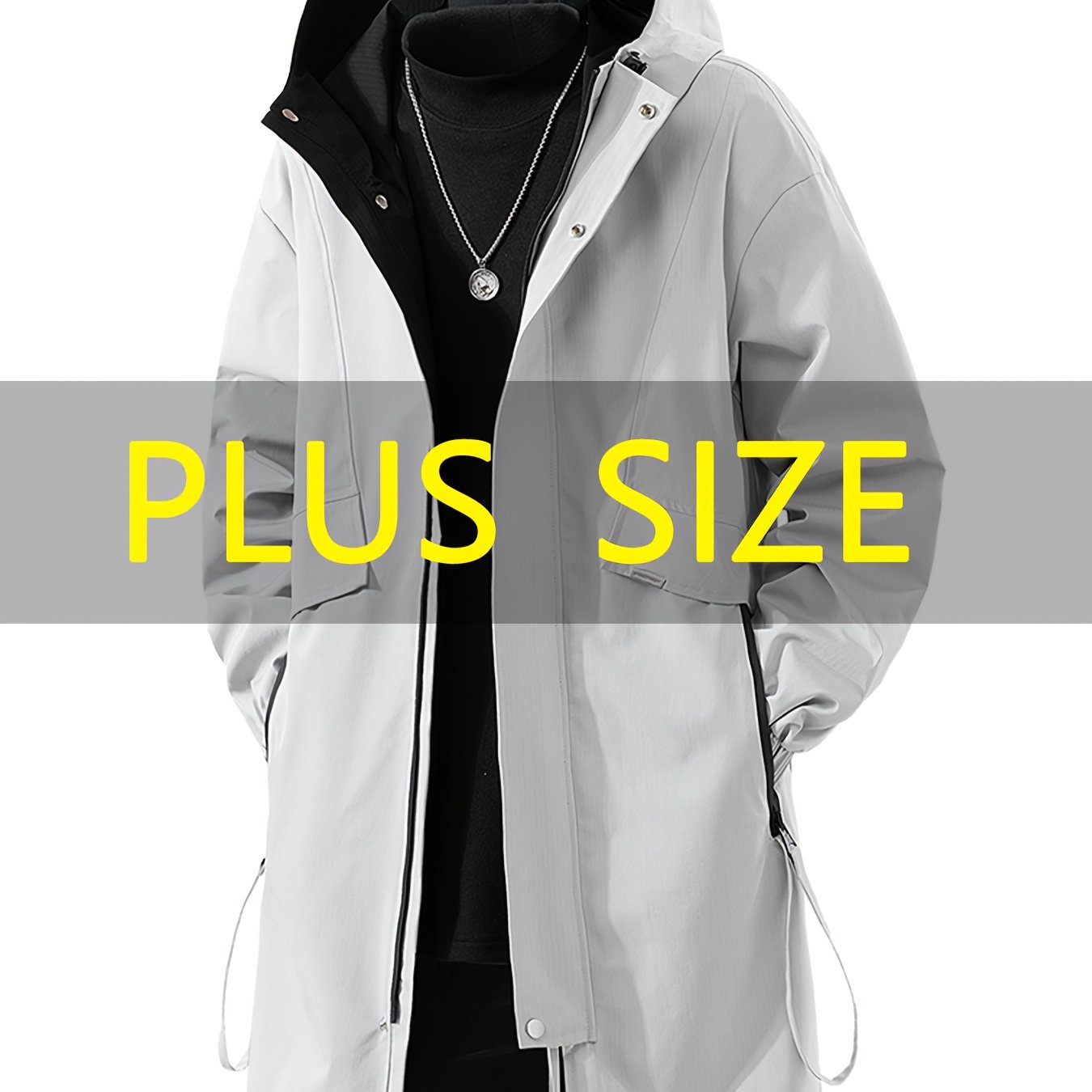 TEMU This Long Hooded Trench Coat For Spring And Autumn Is With . It Features A Yet Relaxed Fit, Made From Soft And Comfortable Fabric In Solid