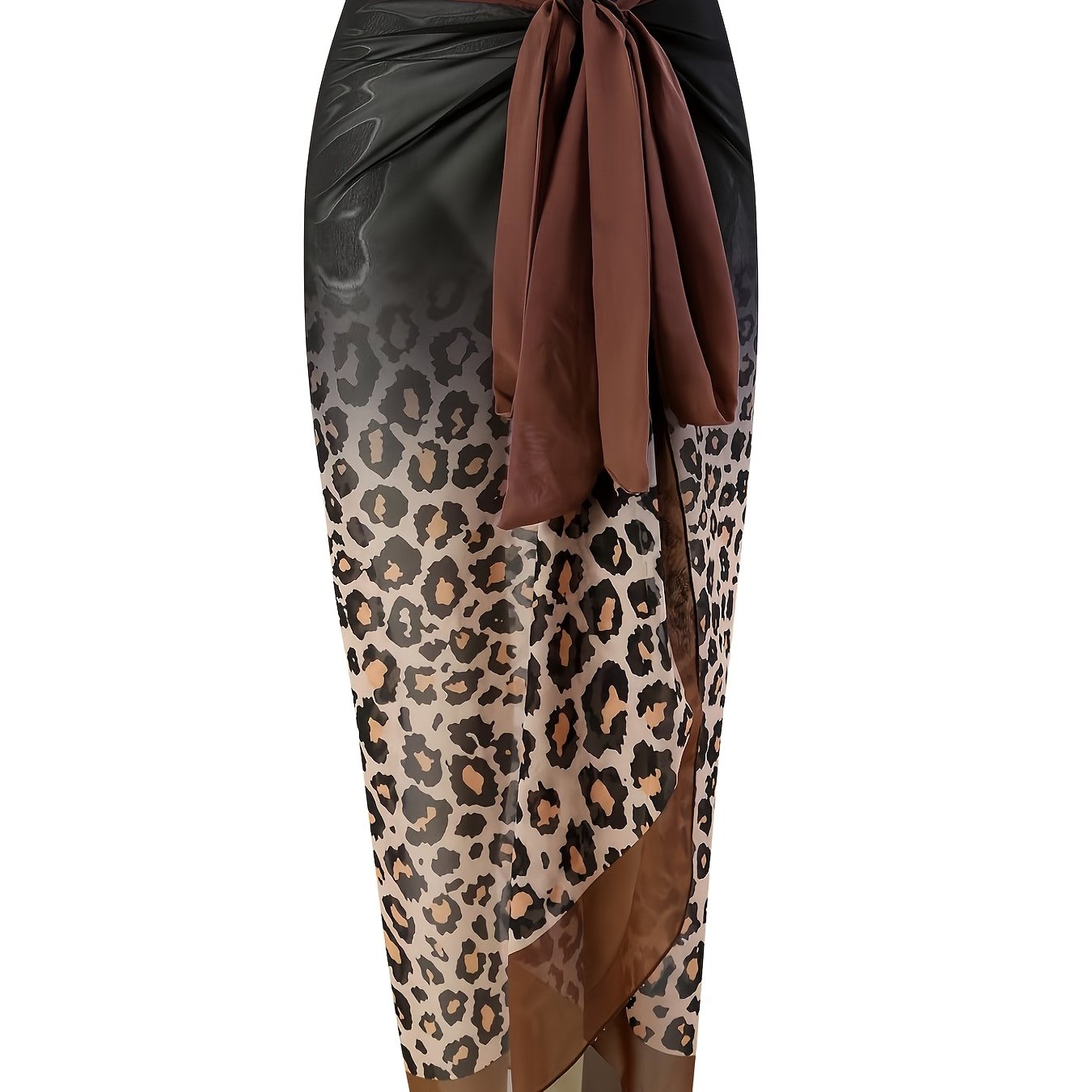 New Women's Beach Vacation Fashion Semi-sheer Gradient Leopard Print Chiffon Skirt