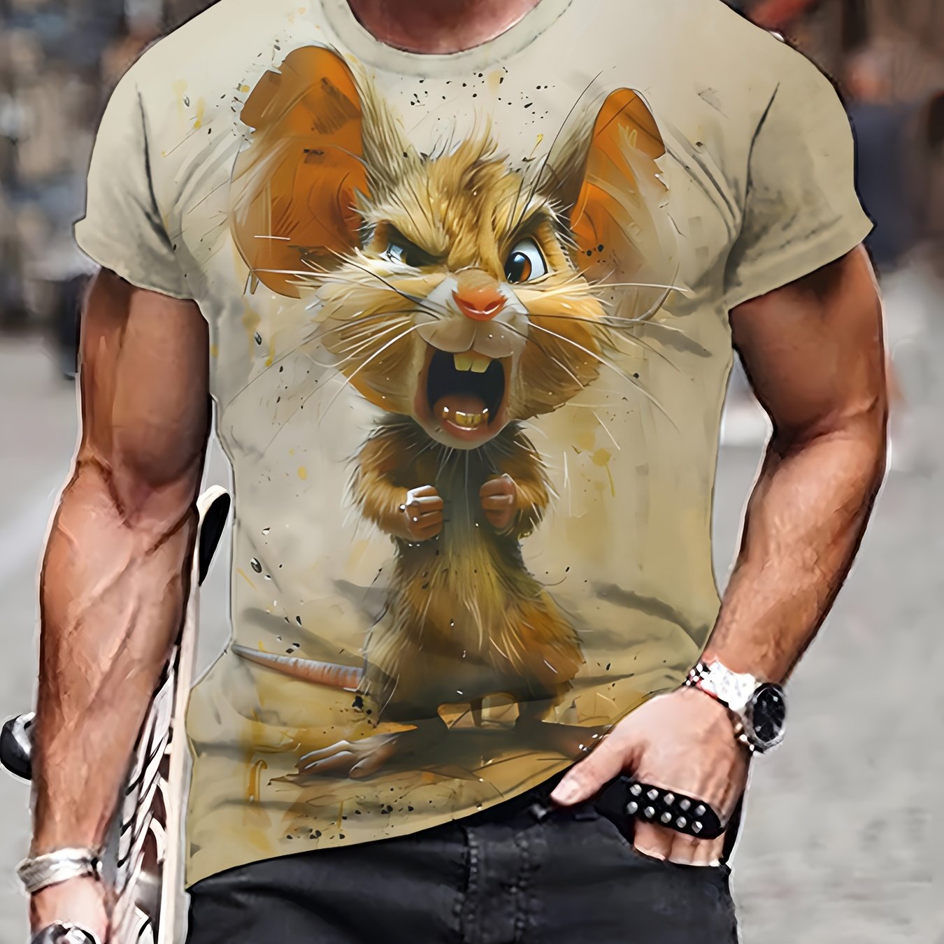 E-shop Herren 3D-Druck T-Shirt - Lässig, Atmungsaktives Polyester, Maschinenwaschbar, Rundhalsausschnitt - für den Sommer