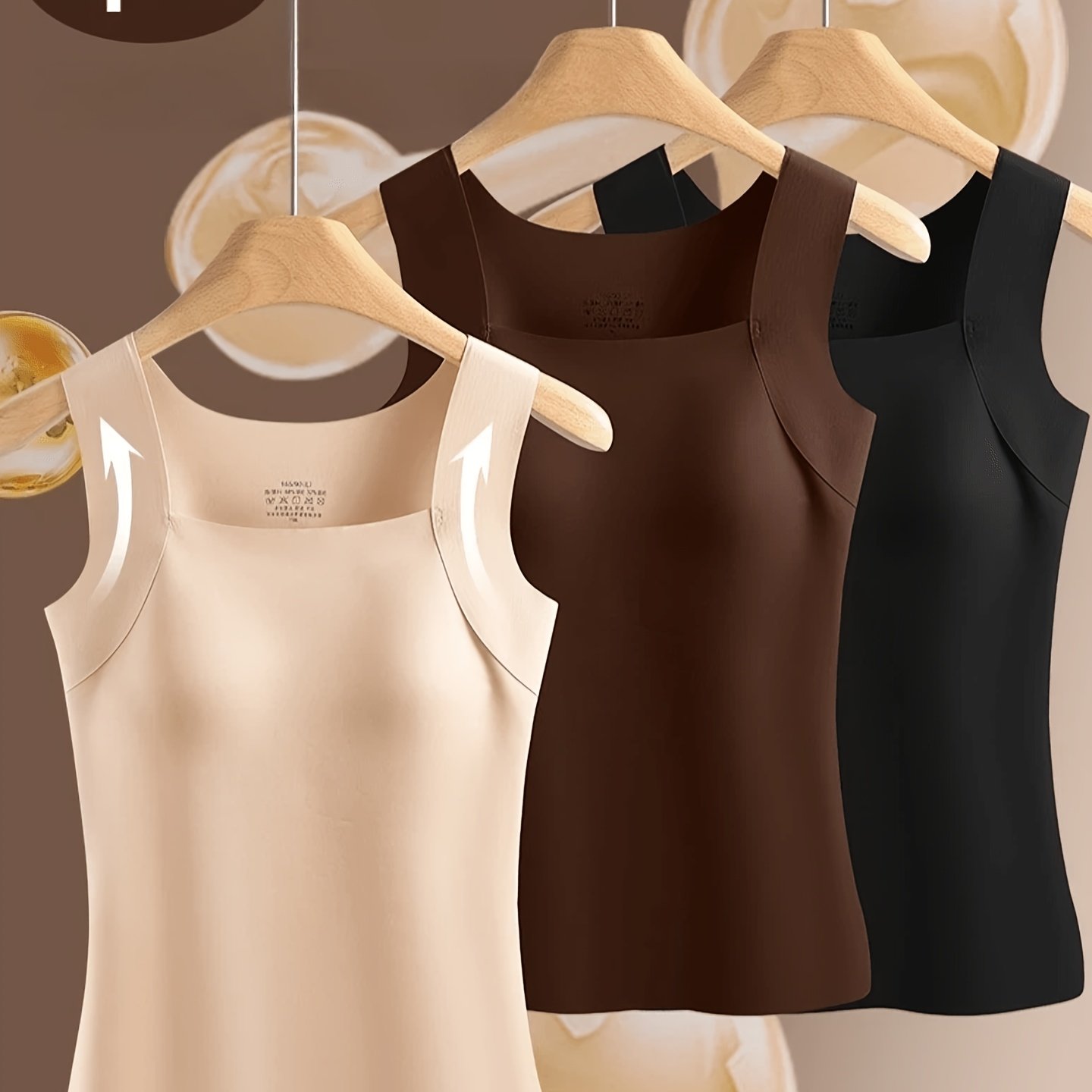 TEMU Set Of 3 Women' Tank Tops With Built-in Bra Pads - Soft And Comfortable To The Touch, Padded Tank Tops, Wire-free Bras, , Suitable For Layering