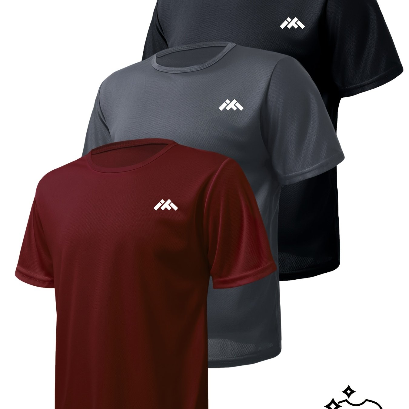 TEMU 3pcs Men's Plus Size Pattern Ultra-thin Quick-dry Fitness Training Sports Top Casual Fashion T-shirt Lightweight Breathable Moisture-wicking,