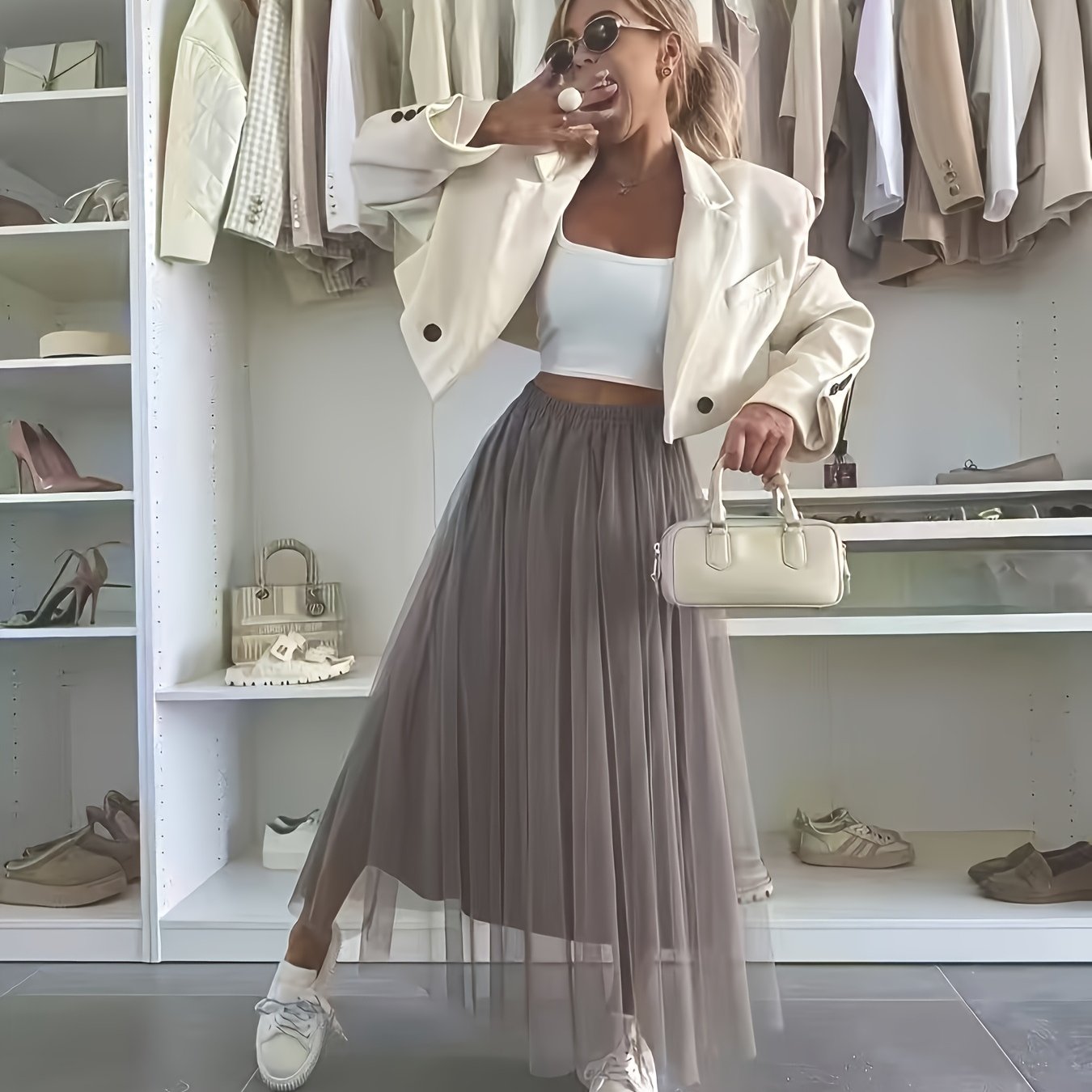 Elegant And Soft Flowing Sheer Mesh Skirt For Women