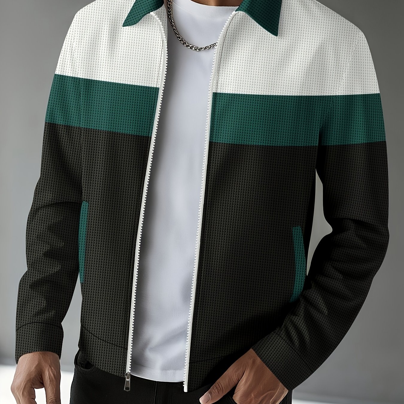 TEMU Men's Fashion Casual Athletic Color-block Jacket Outerwear Top