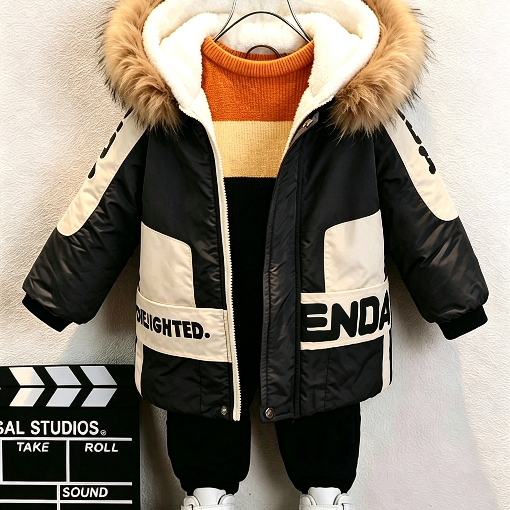 Image of Boys' Winter Outfit Padded Jacket New Stylish Small Medium Large Child Winter Quilted Fleece-lined Thickened Coat Kids' Clothes