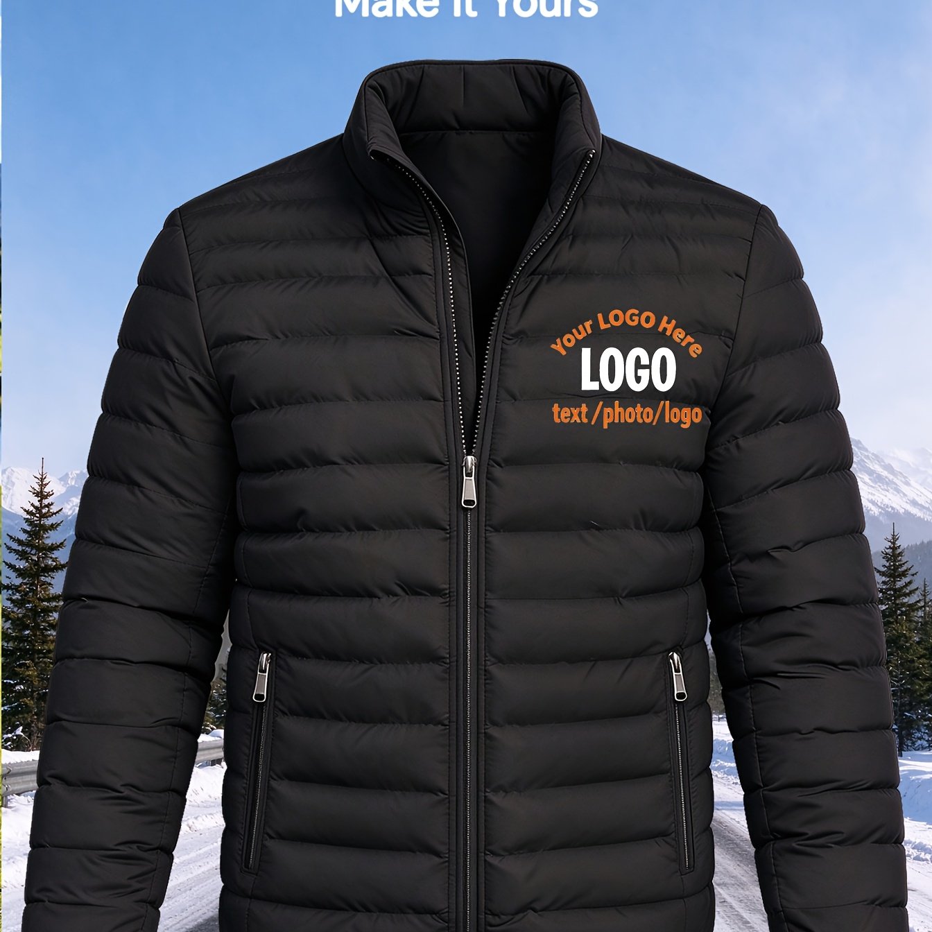 Custom Padded Jacket - Men's Stand Collar Thickened Padded