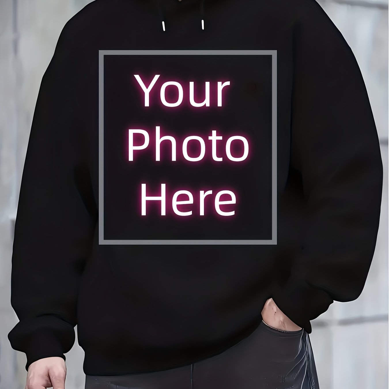 TEMU Men's Custom Text Logo Photo Hooded Sweatshirt - Wholesale Orders For Group Events, Graduation, Company Uniforms & Themed Parties - Durable