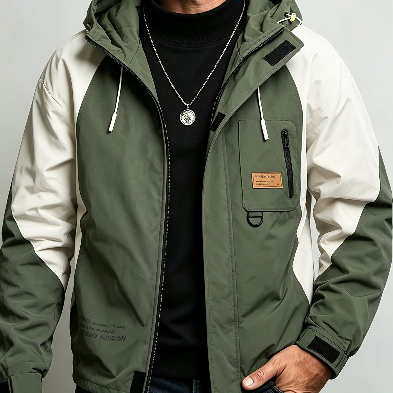 TEMU 0xl-5xl Plus Size Outerwear Men's Casual Jacket Cargo Jacket Hooded Top. Suitable For Daily Casual Wear, , Sports Wear