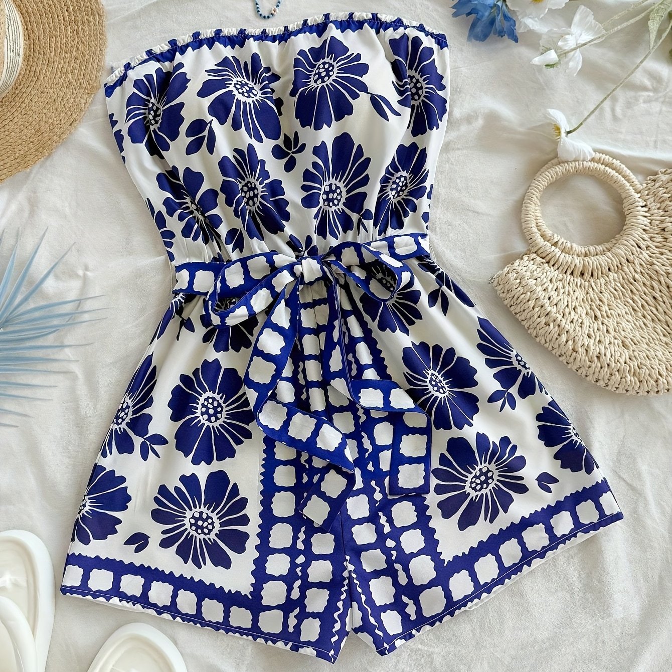 TEMU A Backless, Printed Strapless Jumpsuit In Style For Women
