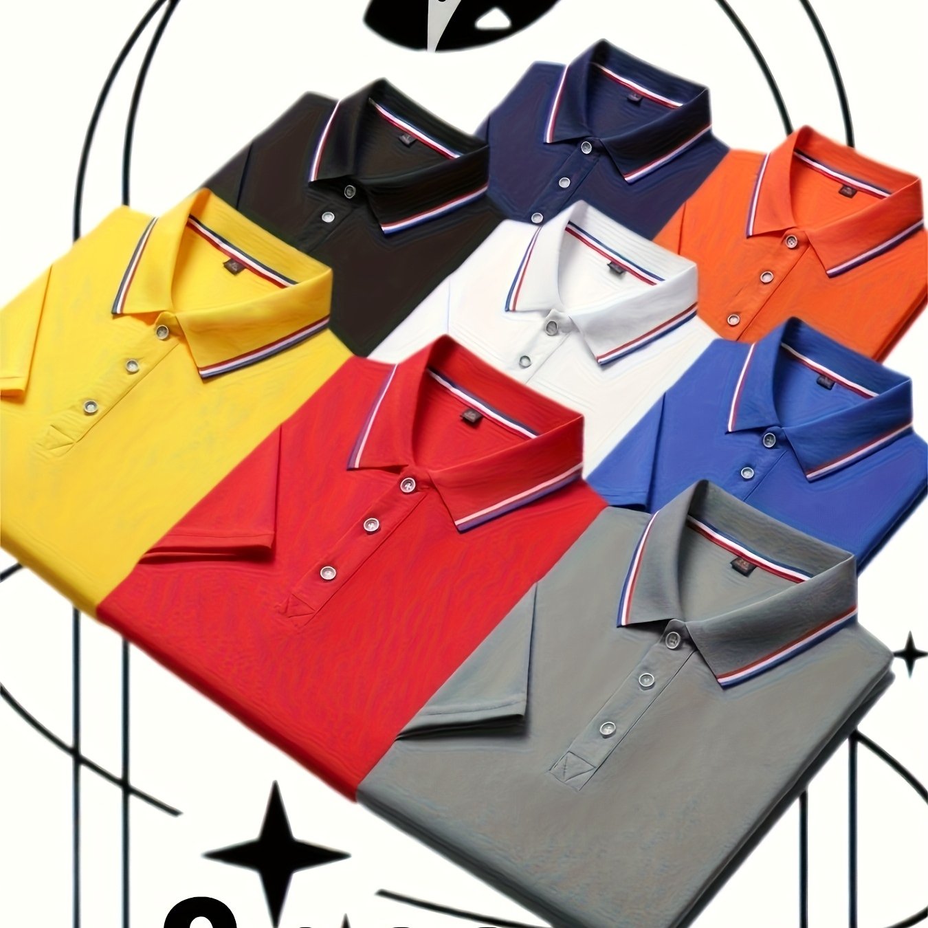 TEMU 8pcs Set - Men's Short Sleeve Shirt - High-end Button Design, Fashionable, Cutting-edge, Suitable For Sports Occasions - Office, Daily , Holiday