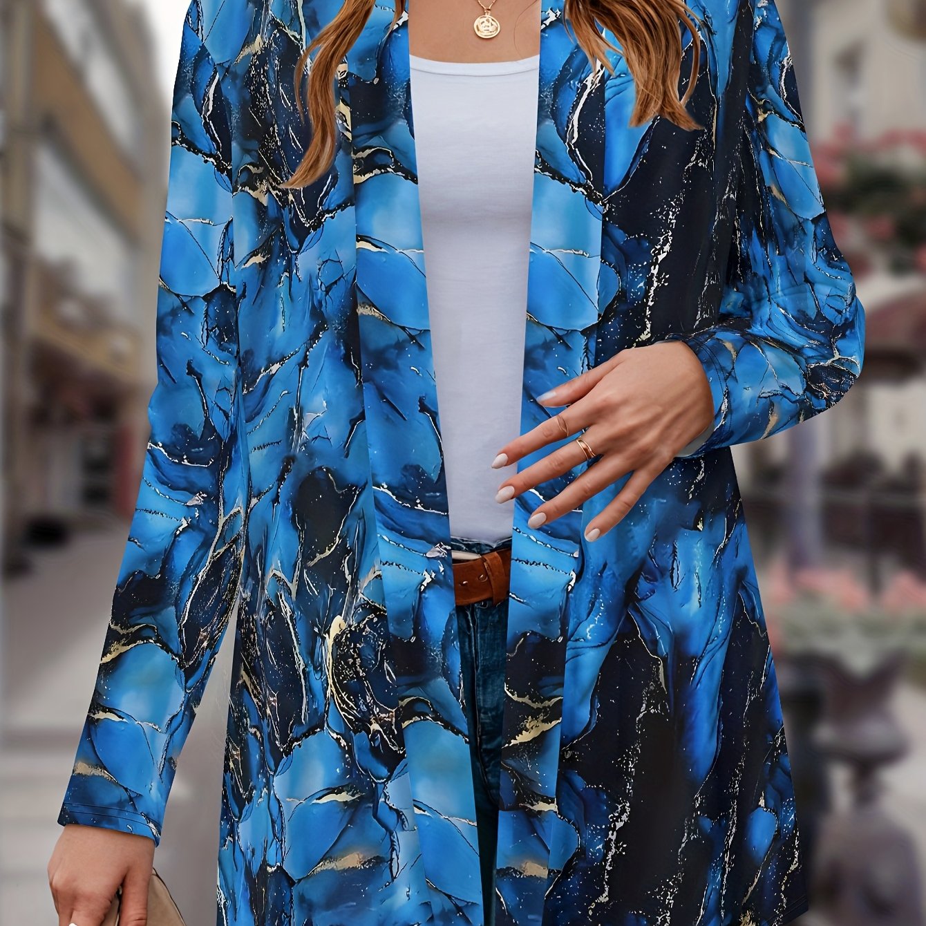 TEMU Casual, Comfortable, And Elegant Style Printed Pattern Elements For Women's Jackets