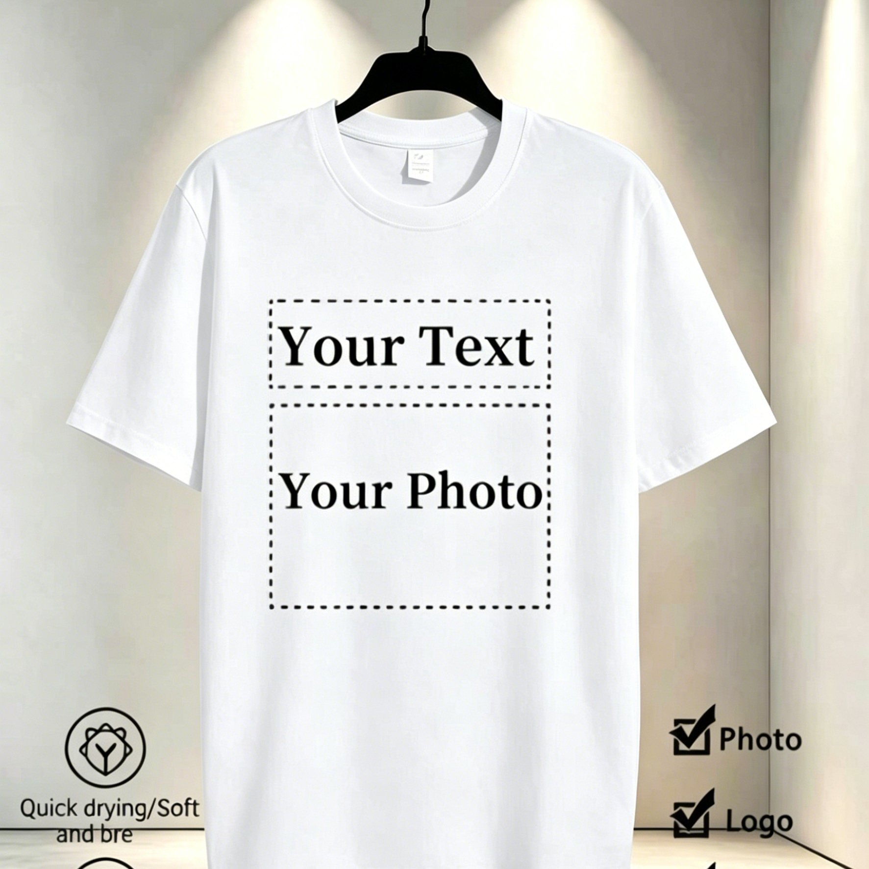 TEMU Customizable T-shirt With Photo/selfie, Soft Breathable Fabric, Round Neck Short Sleeve, Unisex For , , Lightweight Quick Drying, , Ideal For