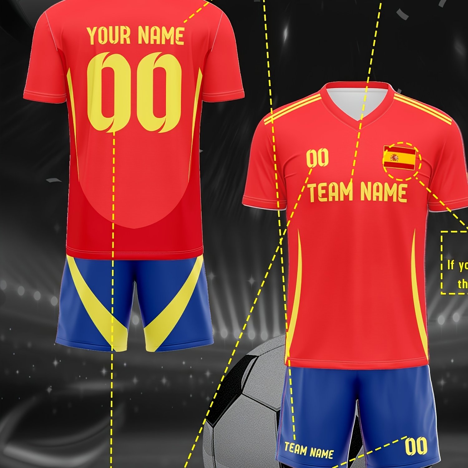 TEMU Conjunto de uniforme de fútbol para hombre personalizado para competiciones - Personalizado con logotipos, y números de equipo. traje de