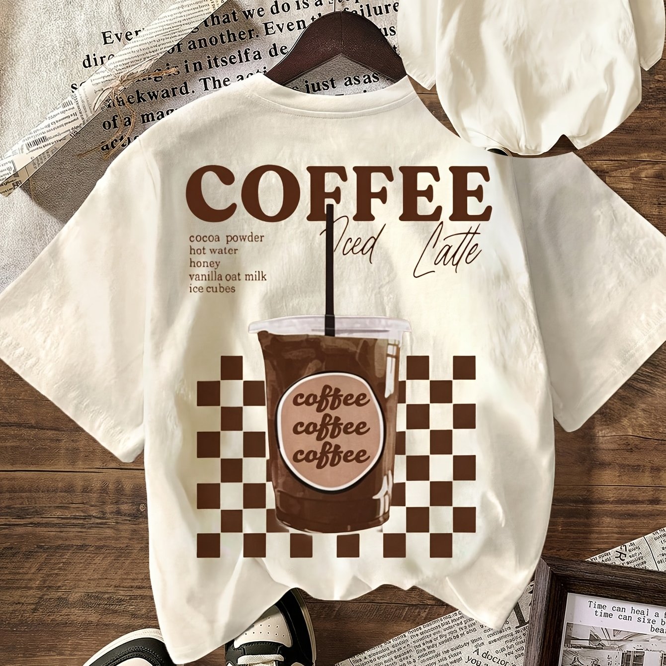TEMU Coffee Lover Club Graphic T-shirt Summer Women's Clothing Women's Casual Round Neck Short Sleeve T-shirt