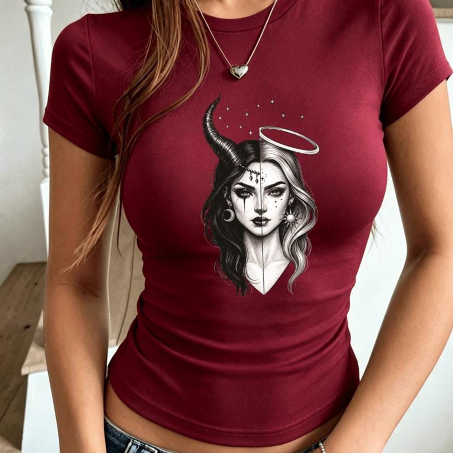 TEMU Black And White Pattern 2d Printed T-shirt, Slim-fit Short Sleeve T-shirt, Seasonal Fashion, Vintage Style, Comfortable Cut, Classic Versatile