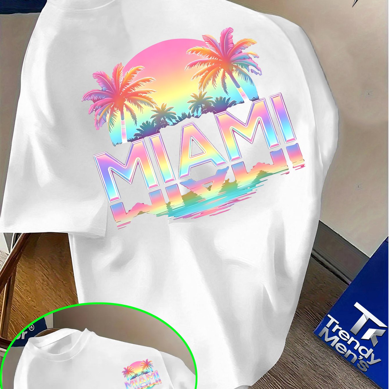 TEMU 【メンズ】半袖 ヴィンテージ Tシャツ。ヤシの木、夕焼け、そしての文字プリントが特徴。なストリートウェアで、旅行の記念品や友人へのギフトに最適。