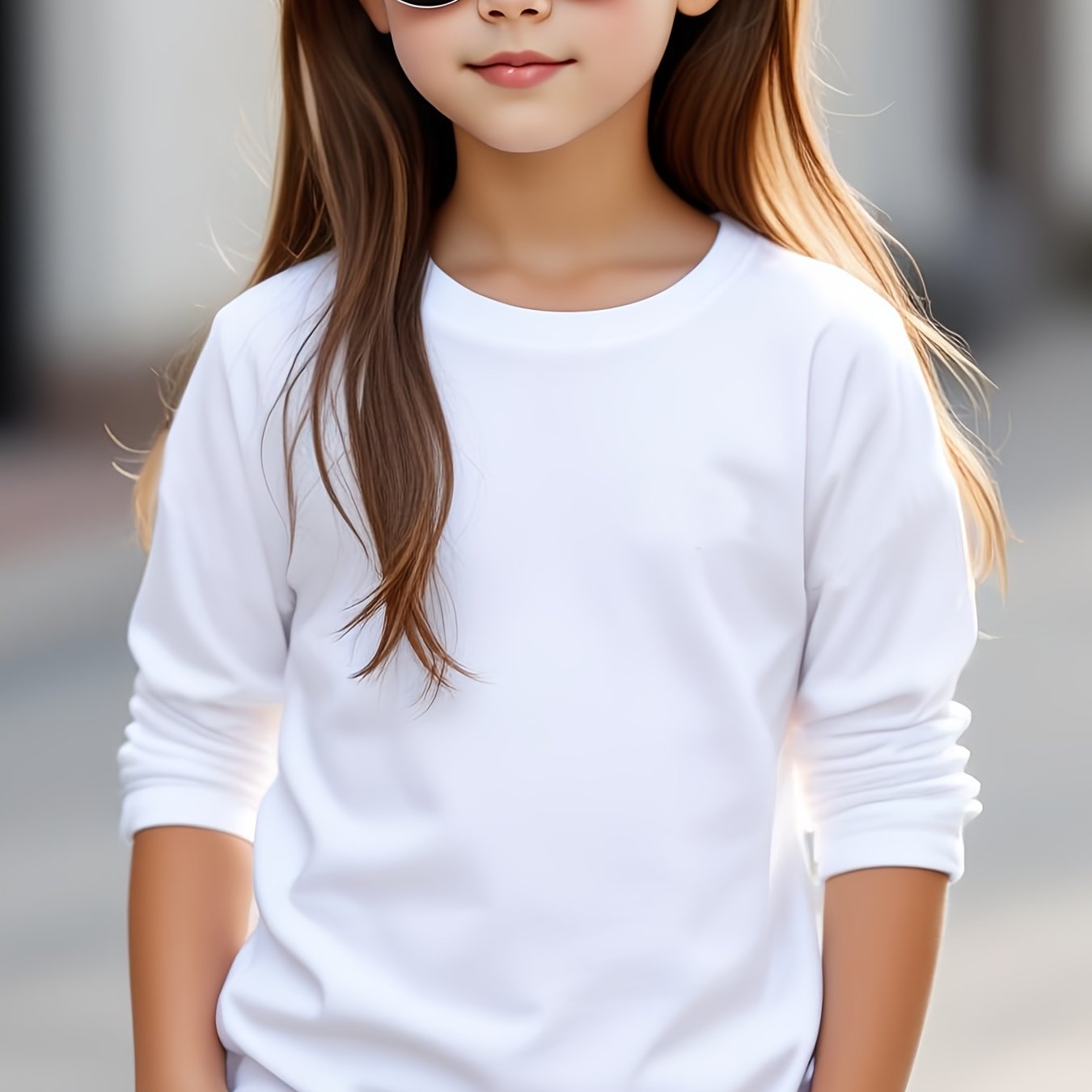 Image of T-shirt, White Long-sleeve Shirt, Elegant And Beautiful Clothing For Girls, Perfect For Outdoor Leisure And Play, A Great Gift For Holidays, Suitable For