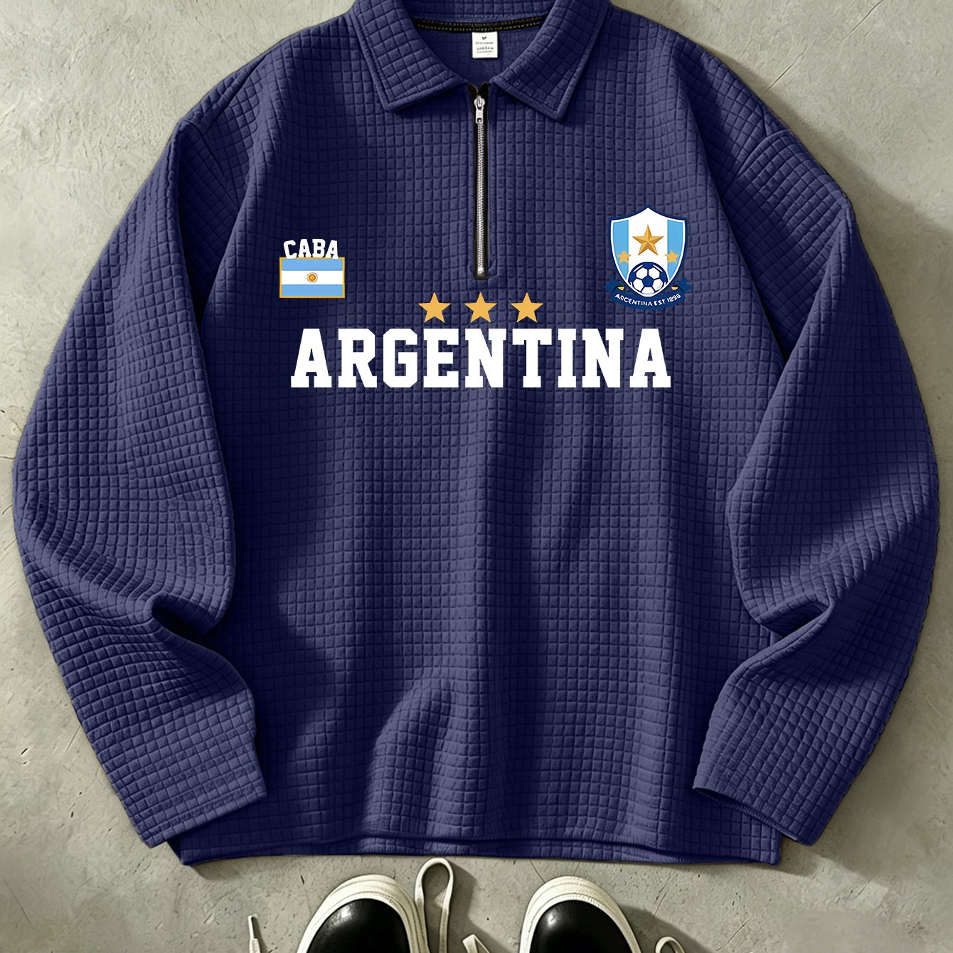 TEMU Argentina Men's Half-zip Fashion Waffle Texture Autumn Winter Casual Athletic Shirt Sweatshirt, Street Style Versatile Trendy Long Sleeve Top