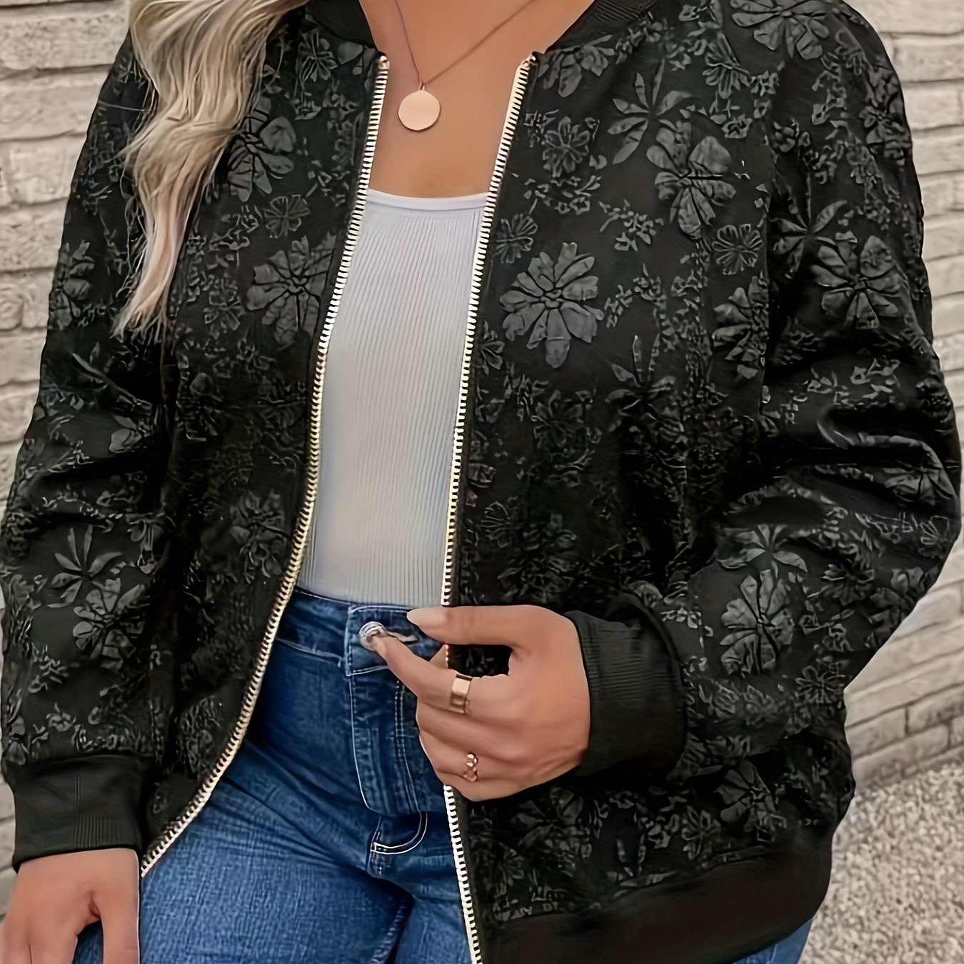Plus Size, Plus-size Jacket With Zipper And Collar