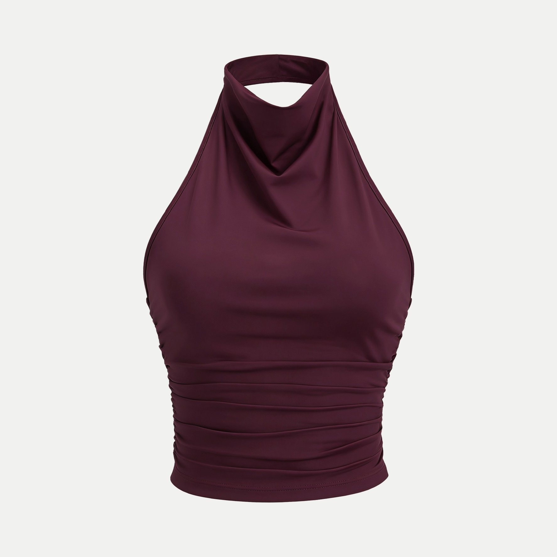 TEMU Camiseta de tirantes de moda con cuello halter, espalda , dobladillo fruncido y ajuste entallado