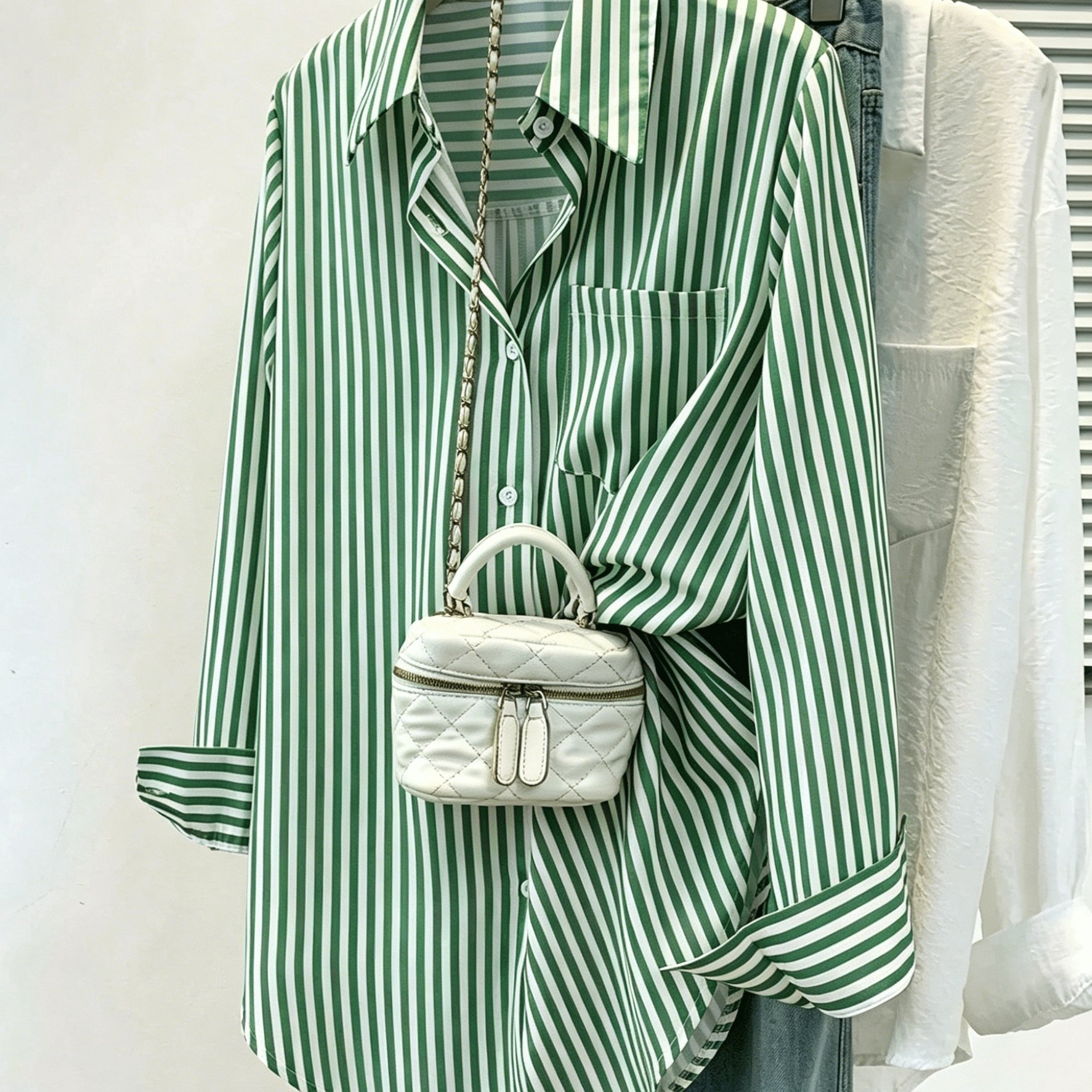 TEMU HMY Haut Simple à Rayures et à Pois avec Col, Manches Longues, Confortable et Doux pour , Style et Décontracté pour Saisons +