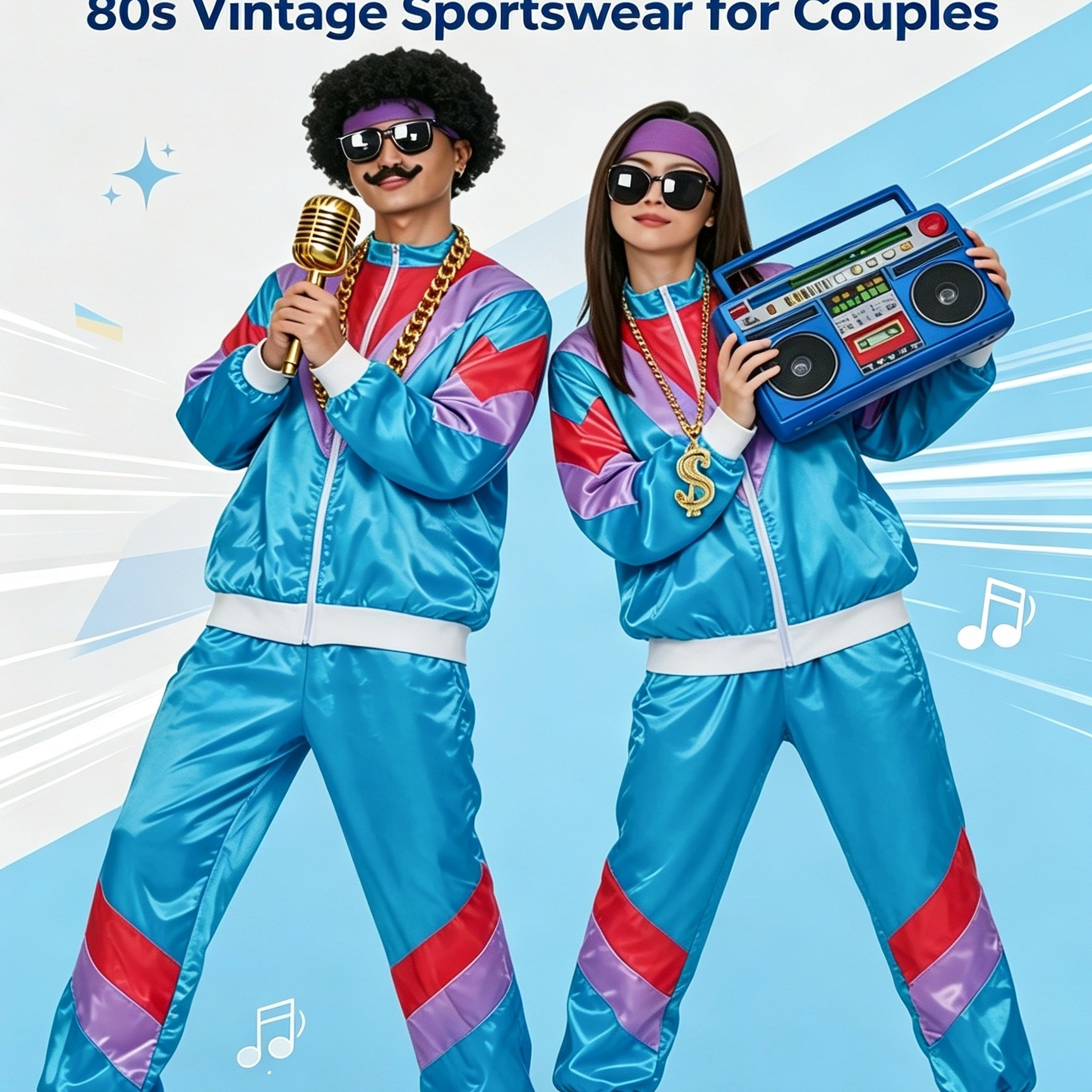 TEMU Costume de spectacle disco unisexe tenue d'Halloween, ensemble veste et pantalon de sport style disco hip-hop vintage années 80, ensemble et