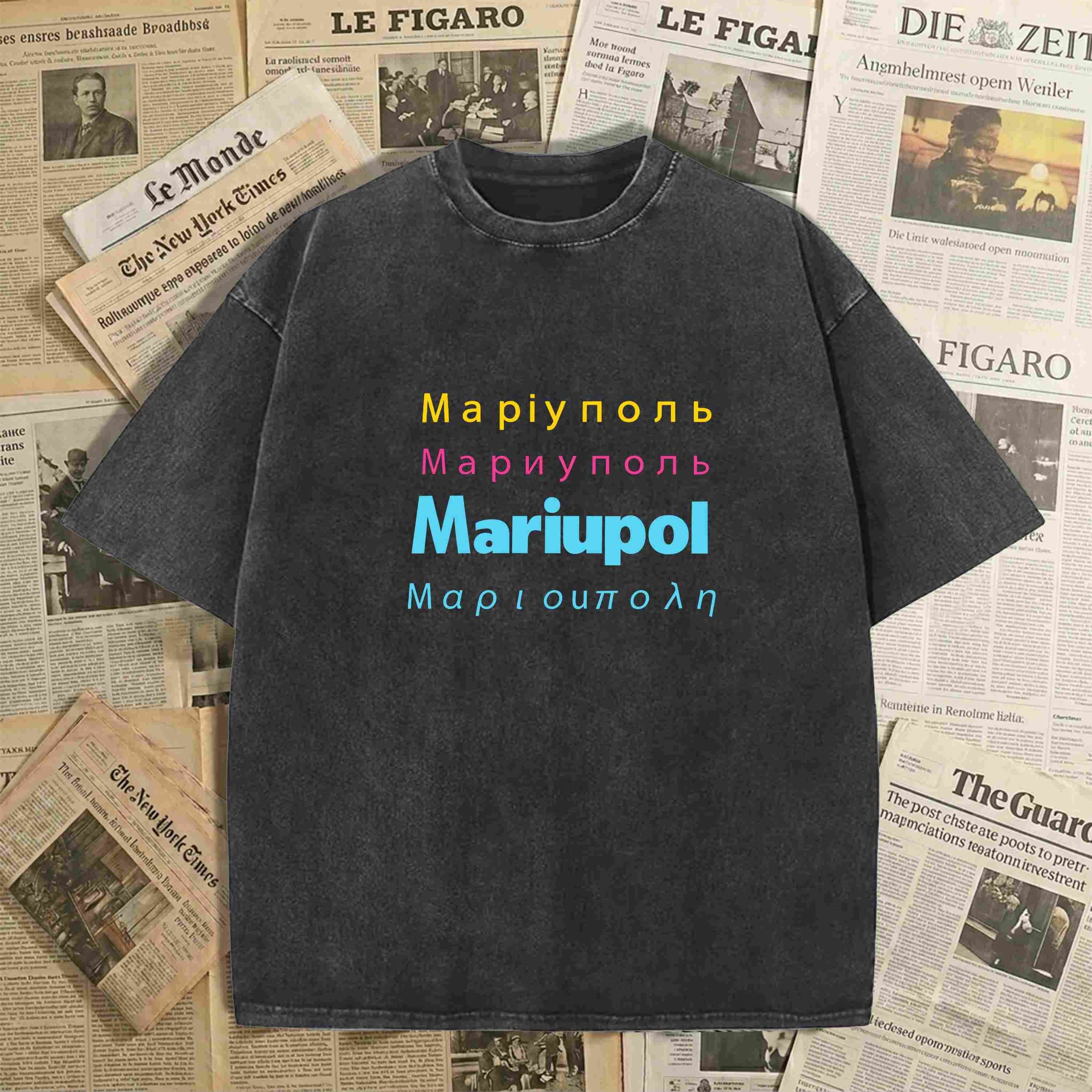 Retro Crew Neck Pattern Versatile Washed T-shirt