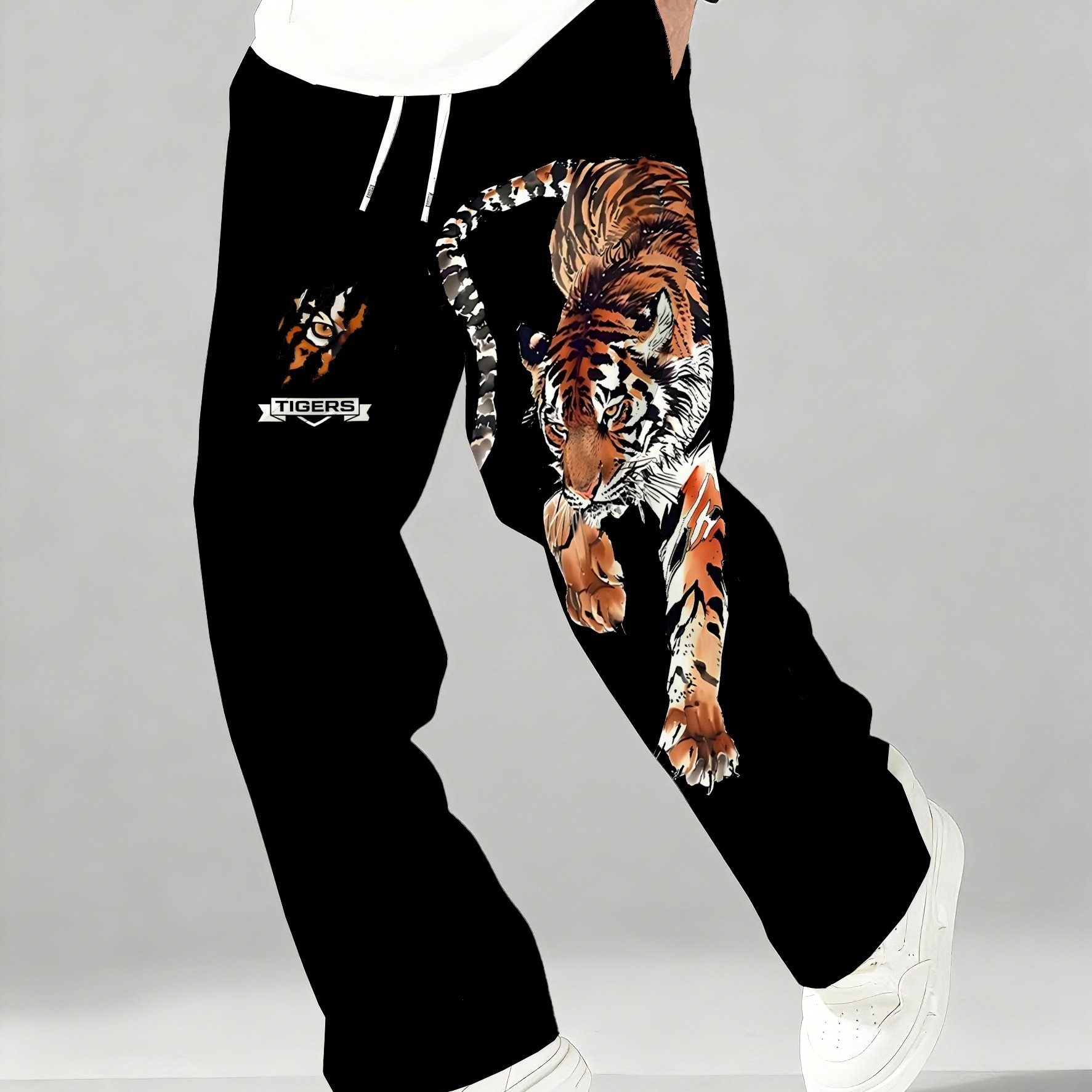 TEMU Fashionable Men's Casual Long Pants Fresh And Comfortable As Holiday Gifts For Boyfriend, Straight Fit, Plus Size