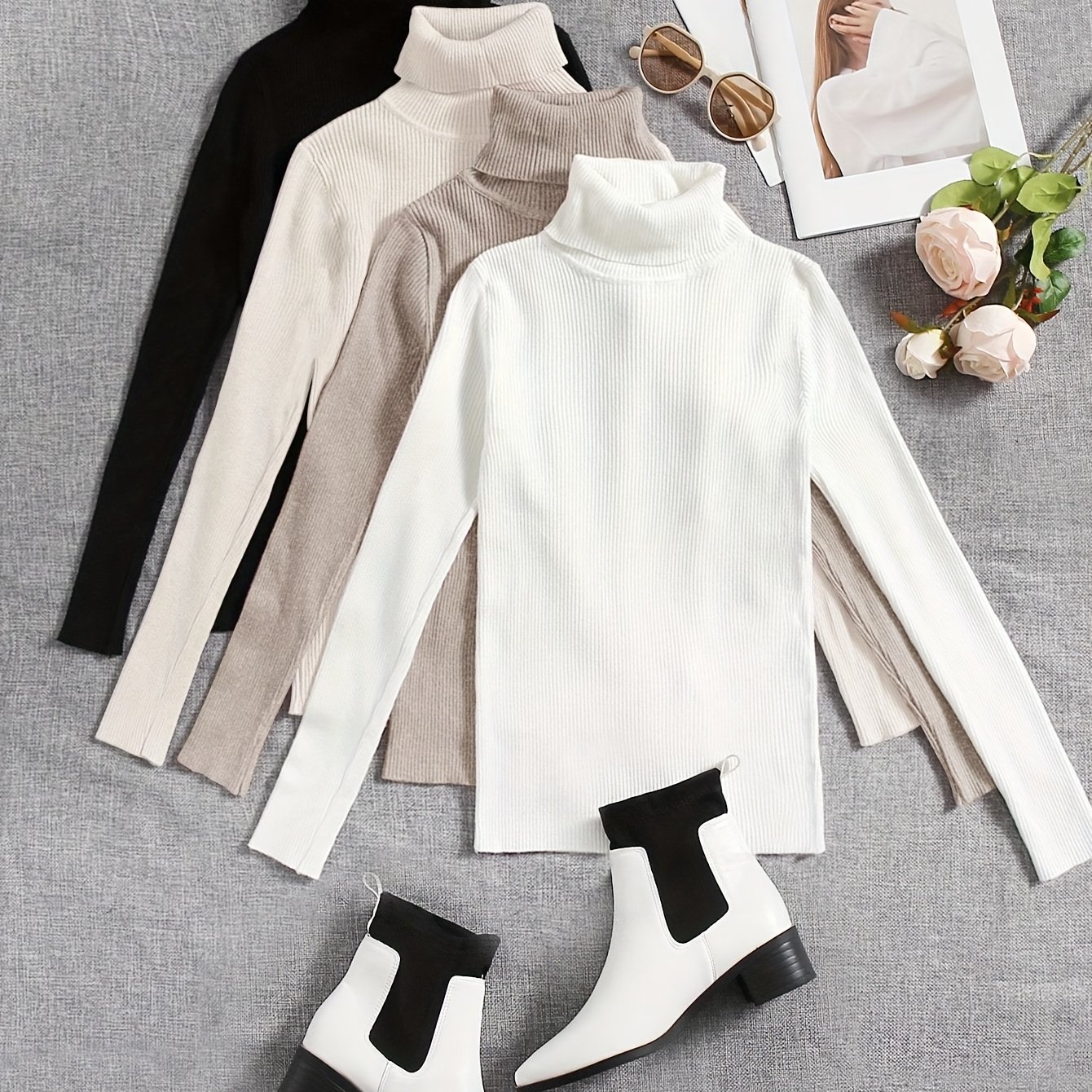 Women's Turtleneck High Collar Ensemble