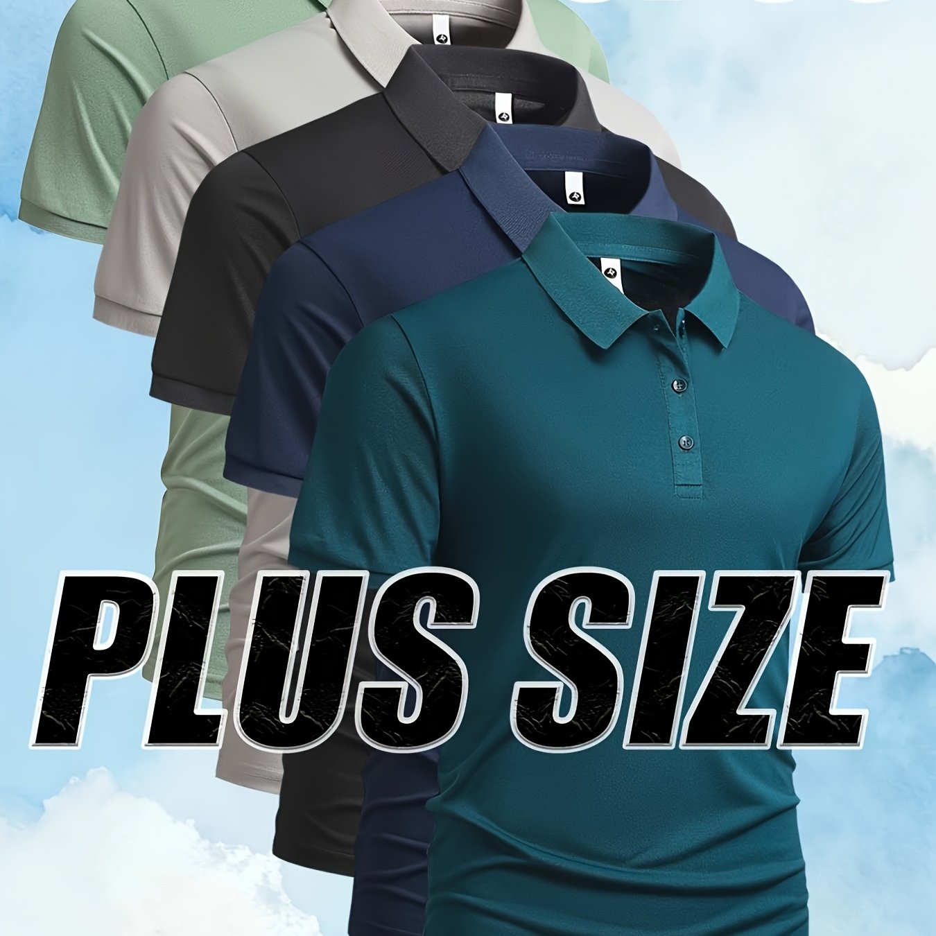 TEMU 5pcs Set, Men's Large-sized Lapel Plain-colored Shirt. , Soft Knitted Fabric. Suitable For Summer Wear, Suitable For Outdoor Sports, Daily ,